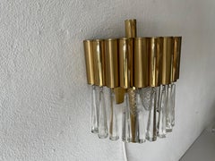 Brass & Crystal Glass Lux Single Sconce, 1960s, Germany