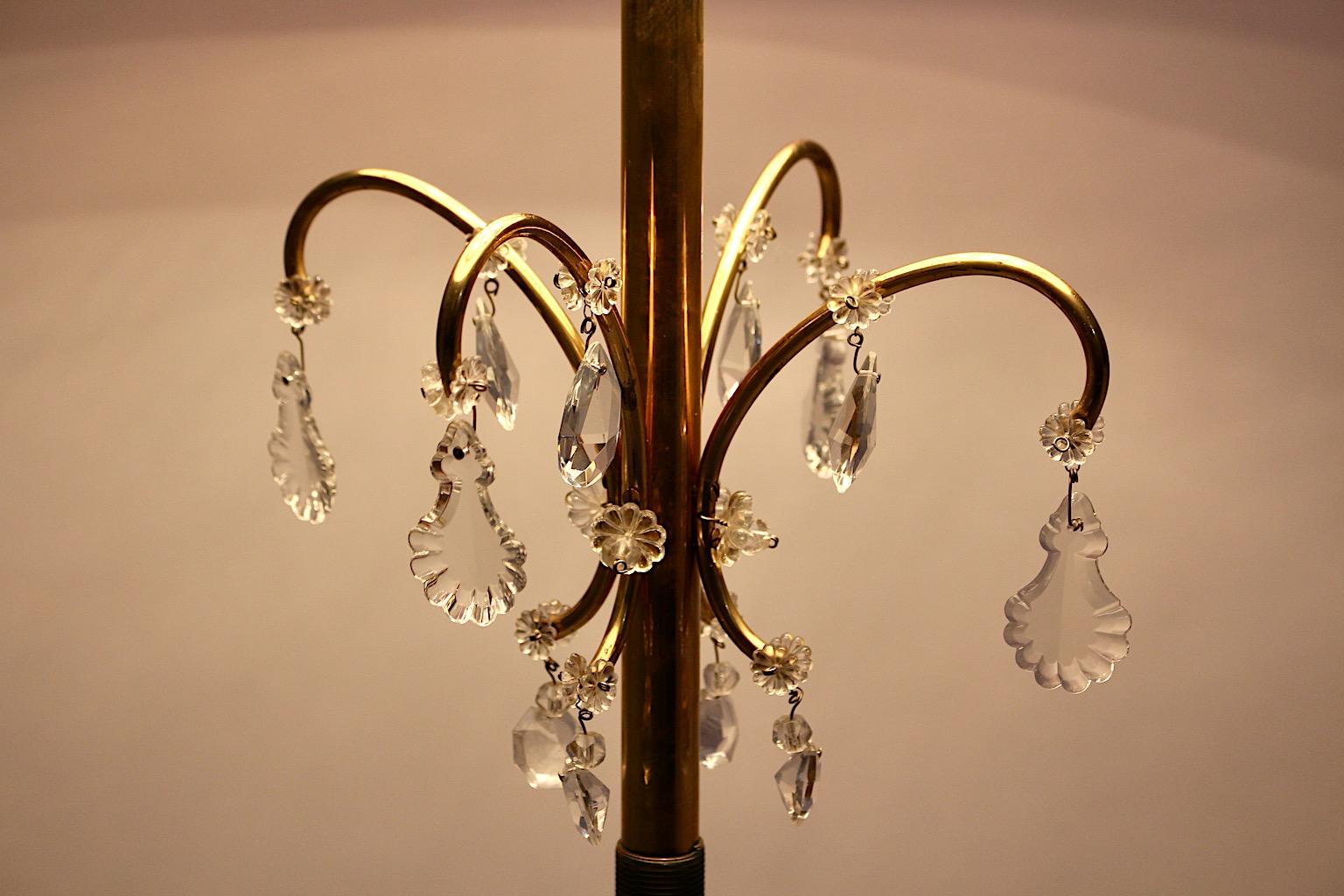Brass Crystal Glass Vintage Mid-Century Modern Floor Lamp Lobmeyr, 1950, Vienna For Sale 3