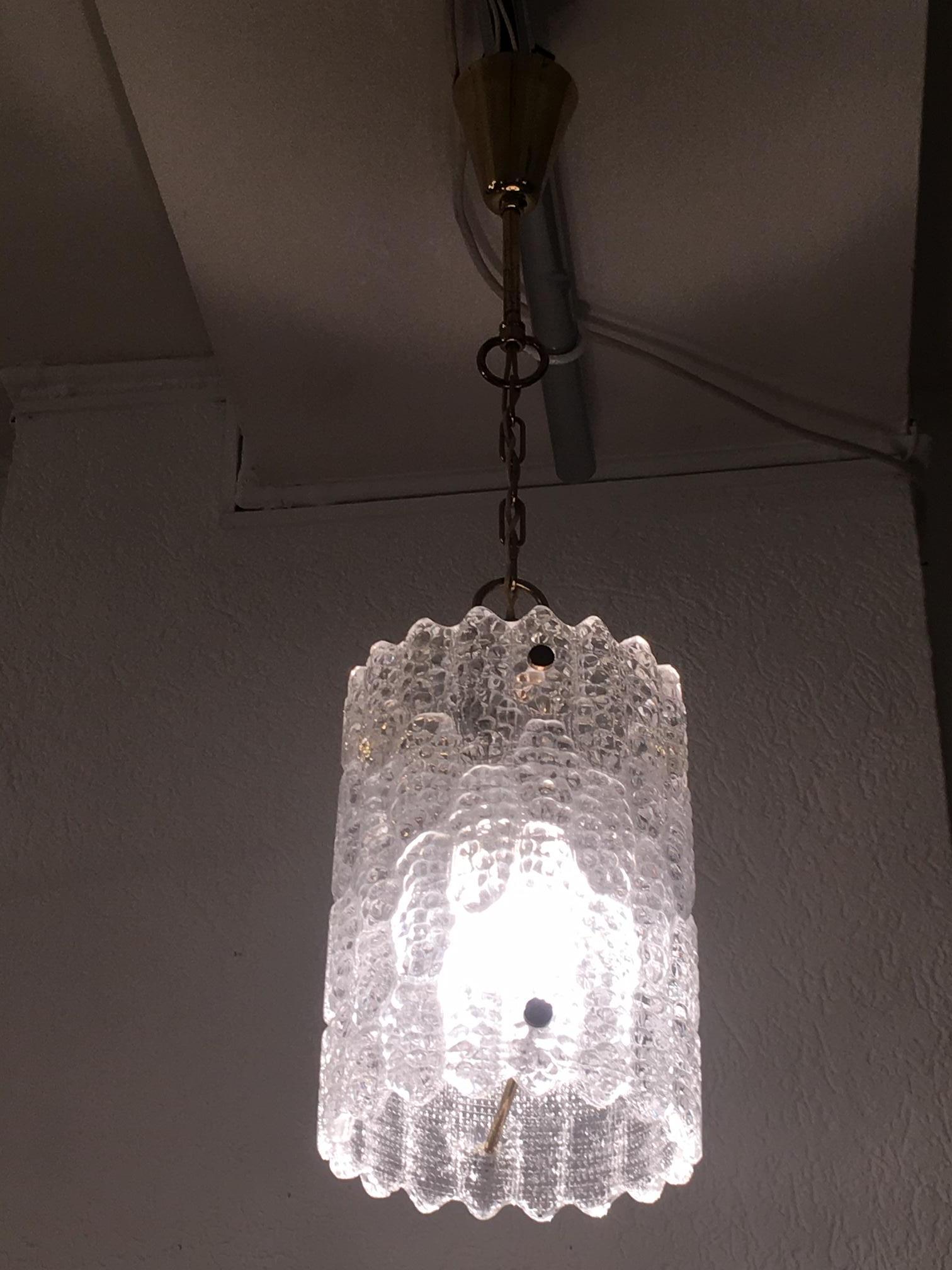 Mid-20th Century Brass and Crystal Pendant Lamp by Carl Fagerlund For Sale