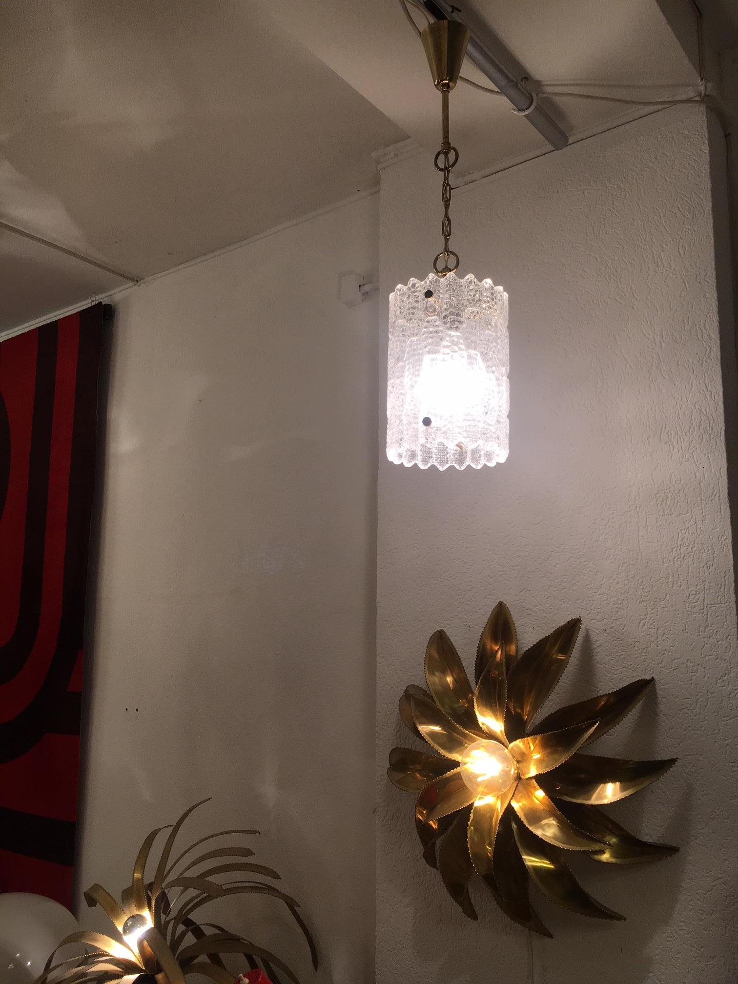 Brass and Crystal Pendant Lamp by Carl Fagerlund For Sale 2