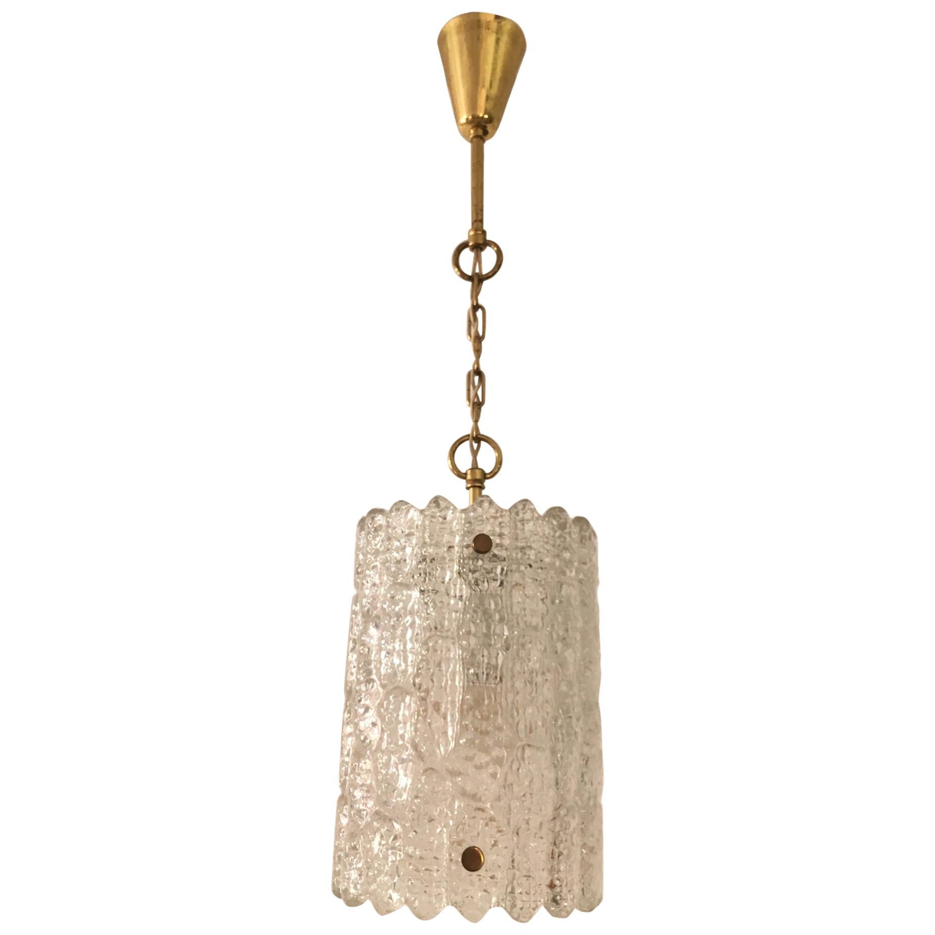 Brass and Crystal Pendant Lamp by Carl Fagerlund For Sale