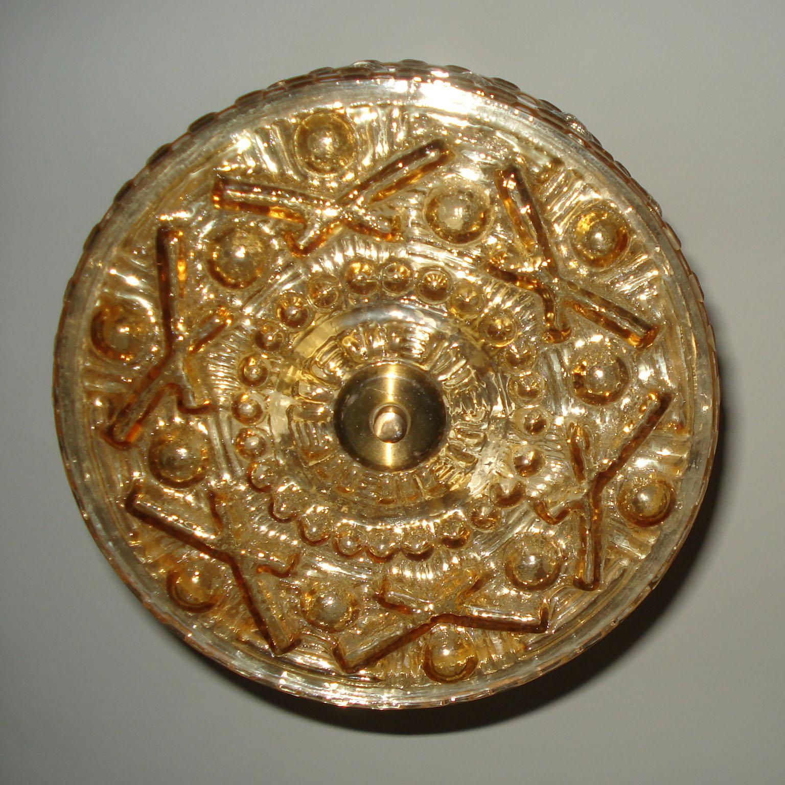Late 20th Century Brass & Crystal Pendant Light, Swedish Mid-Century, Carl Fagerlund Style For Sale