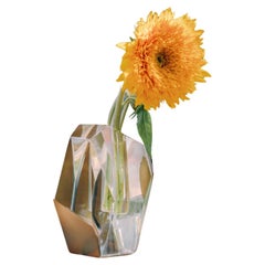 Asymmetrical Crystal Vase with Brass Accents – A Modern Masterpiece