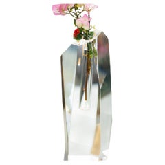 Asymmetrical Tall Crystal and Brass Vase – Modern Luxury Vase for Living Room
