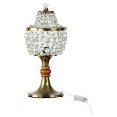 Brass 
Crystal Table Lamp, Czechoslovakia 1970s