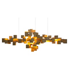 Brass Cube Contemporary Chandelier, Remaining Balance