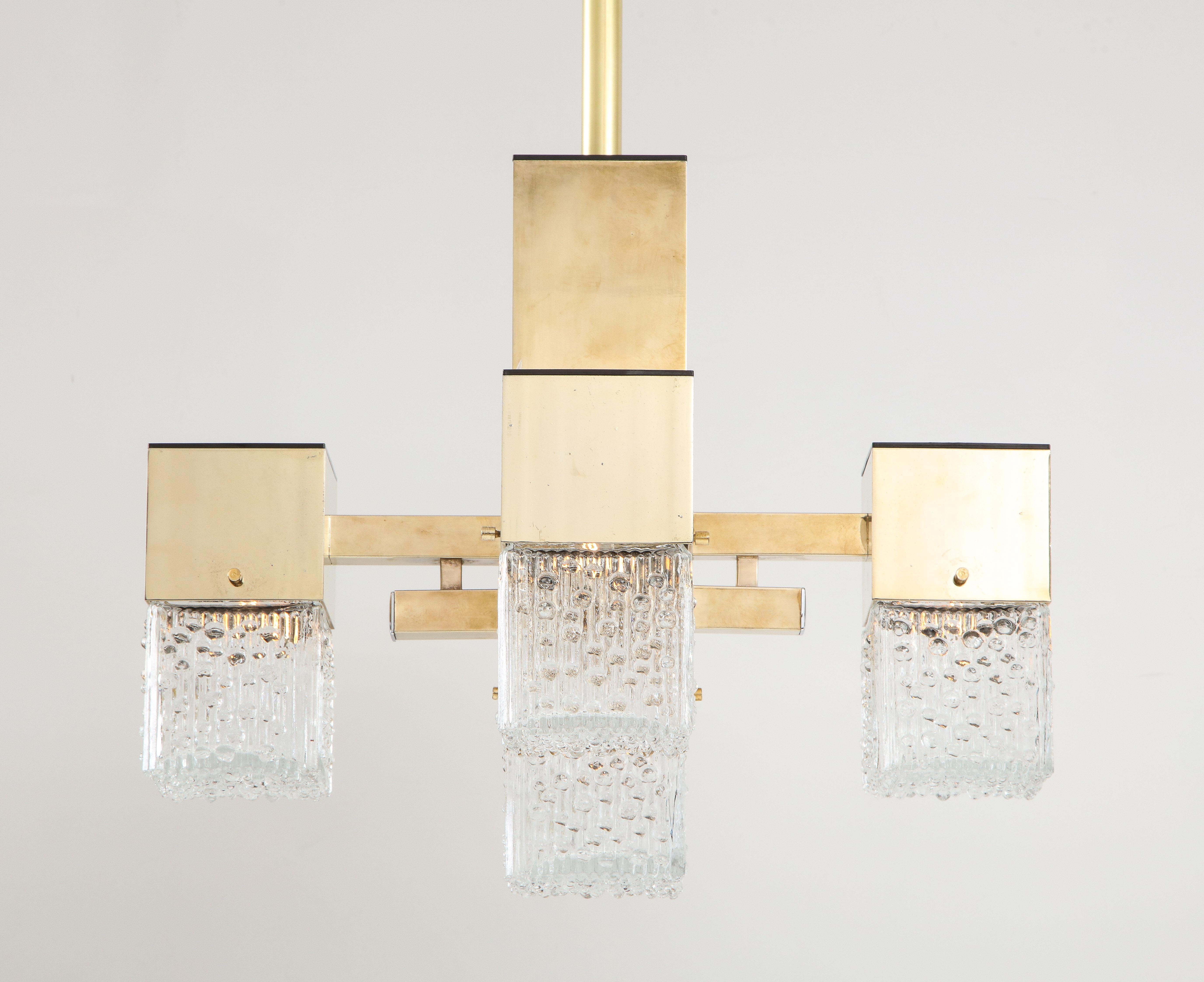 Late 20th Century Brass Cubic Chandelier by Scholar