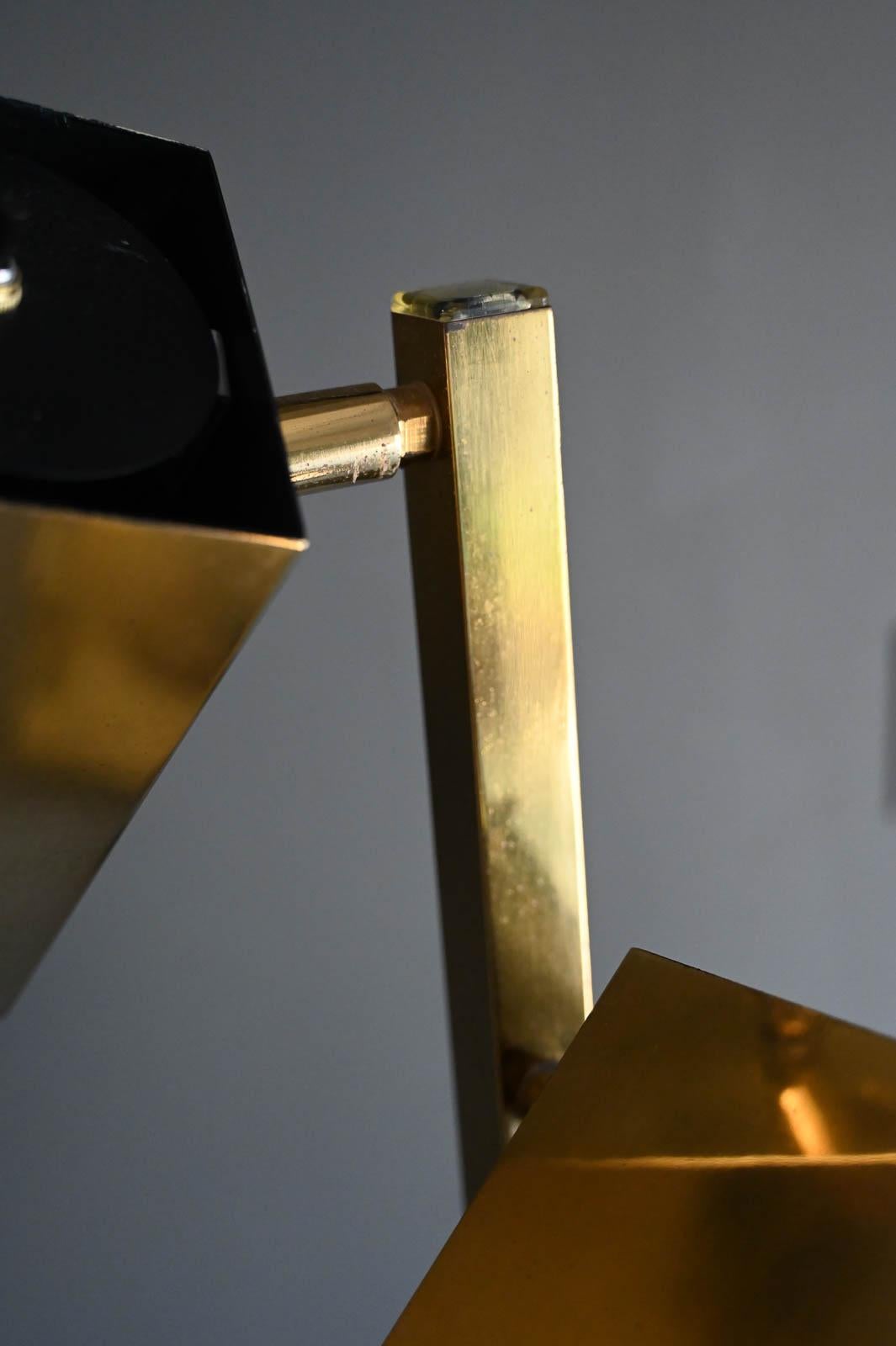 Brass Cubist Floor Lamp by Robert Sonneman for Koch & Lowy, ca. 1970 4