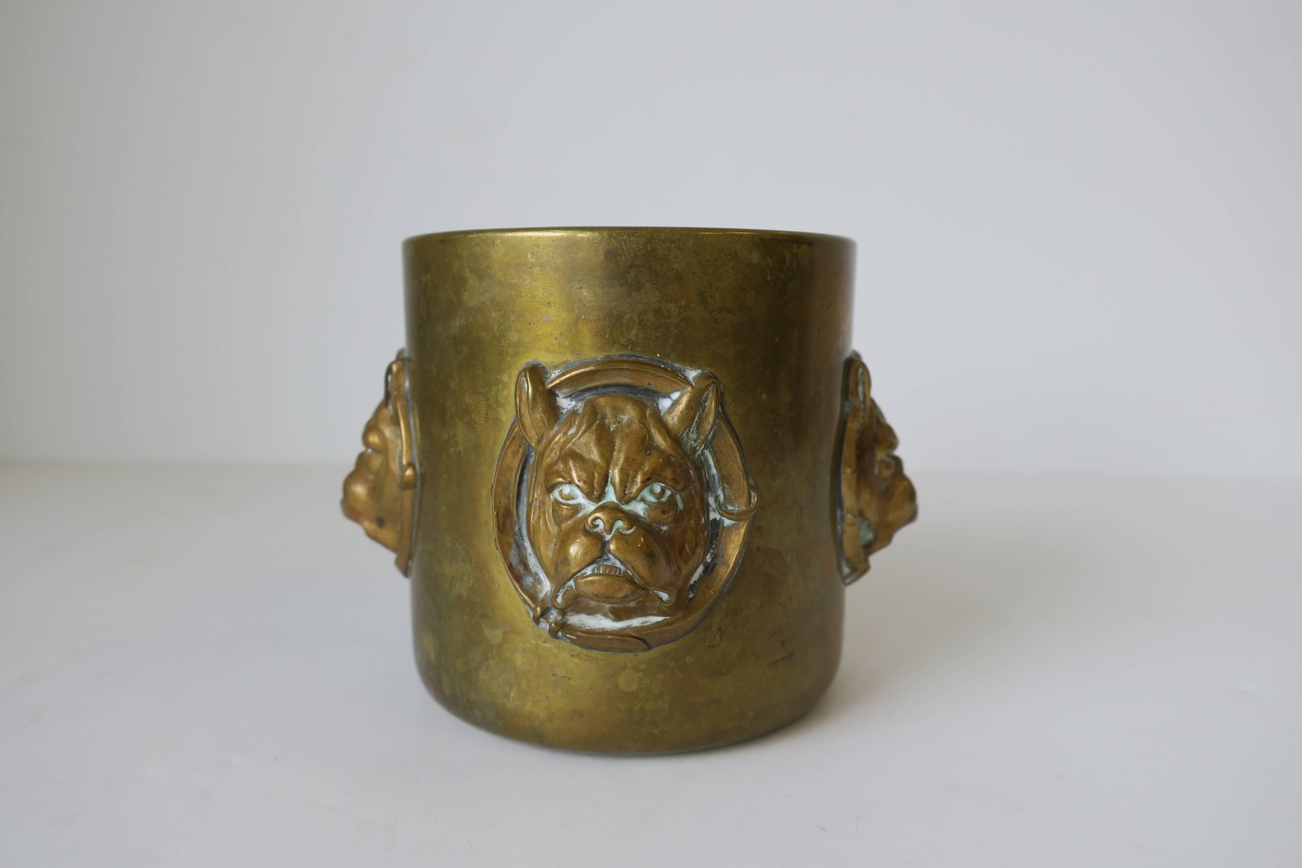 Brass Cup with Bulldog Face Sculpture 2