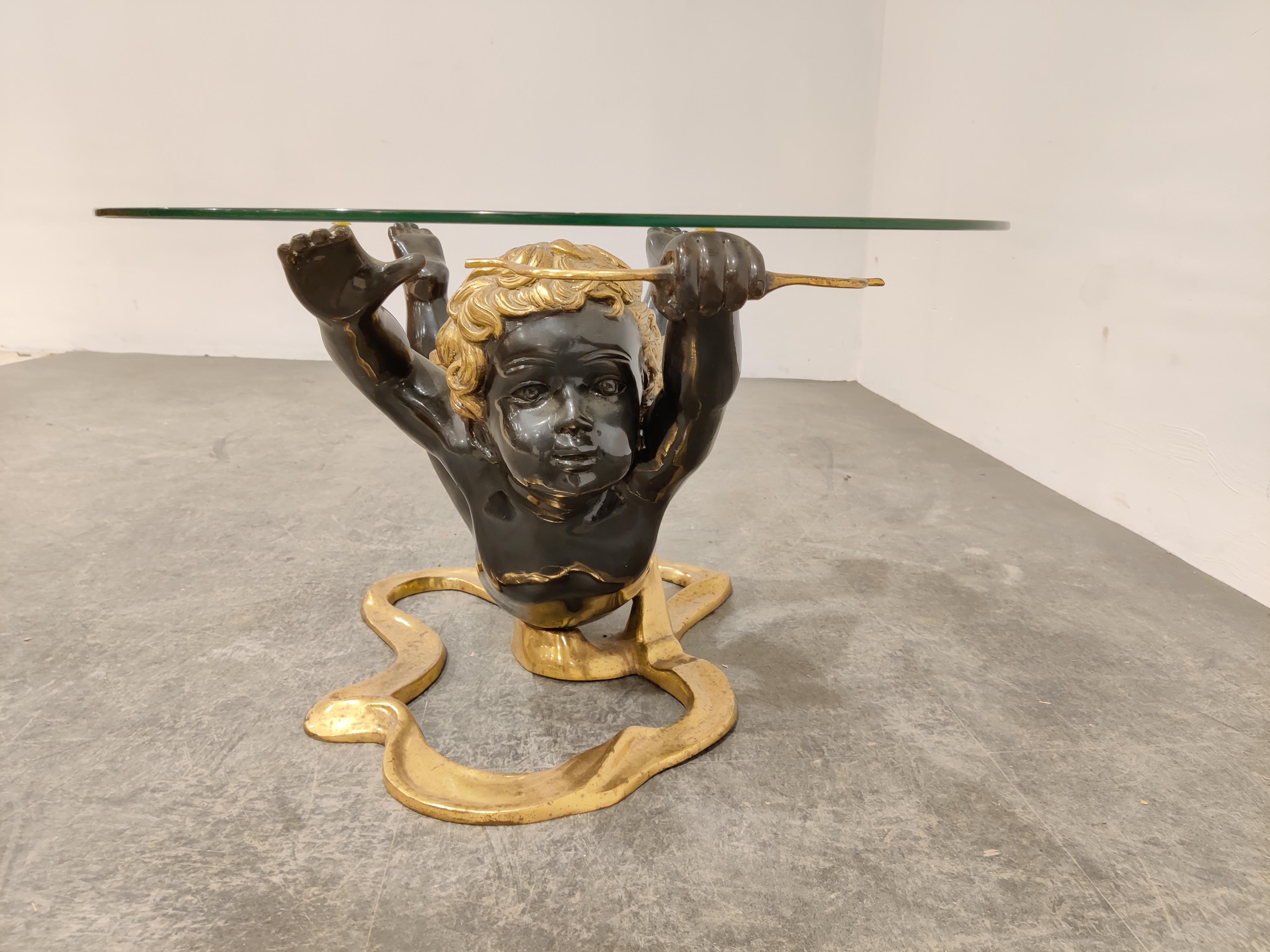 Brass Cupid Coffee Table, 1970s In Excellent Condition In Leuven, Vlaams Gewest