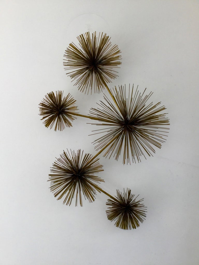 Brass Curtis Jere 'Pom Pom' or 'Sea Urchin' Wall Sculpture from 1979 at ...