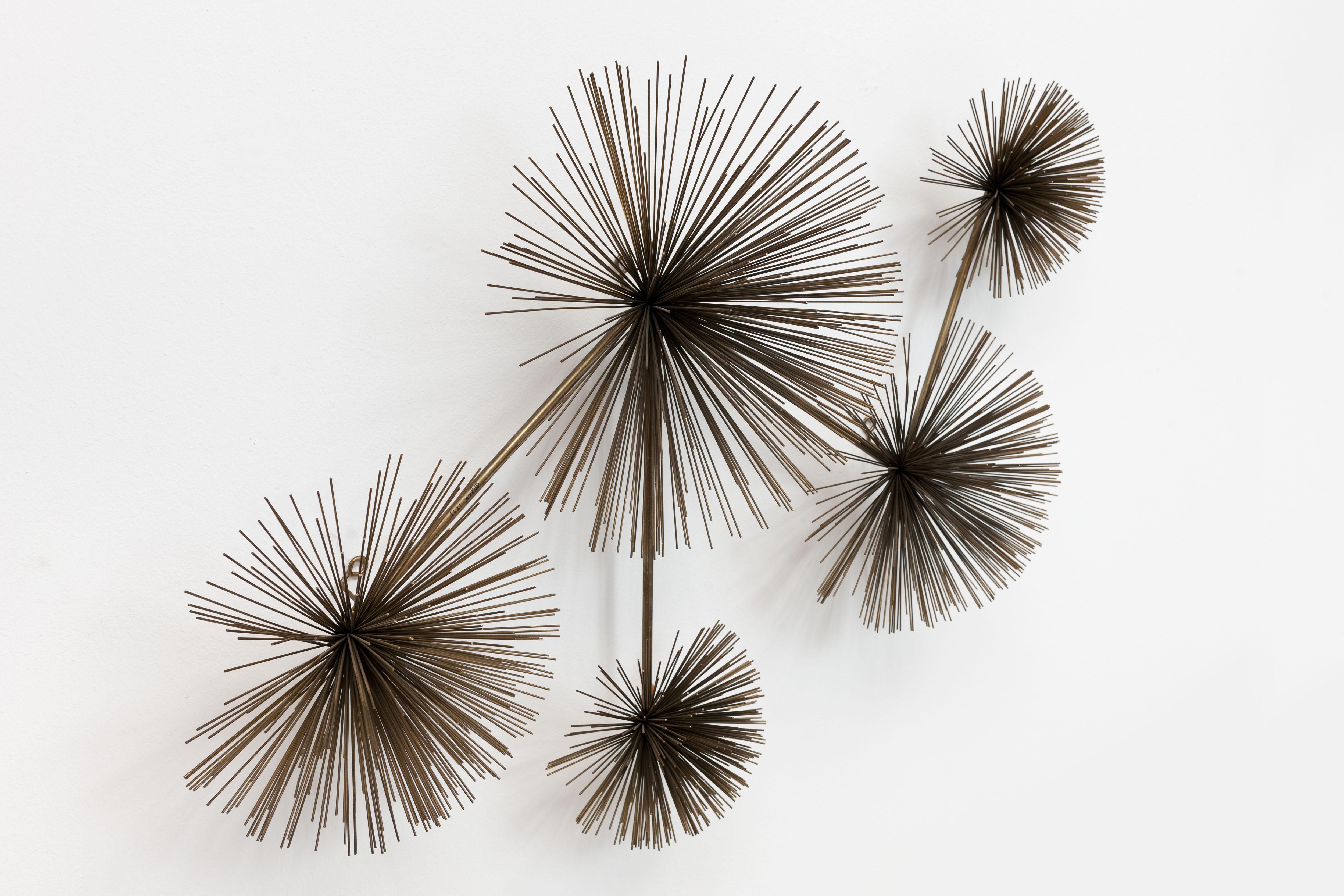 Brass Curtis Jere 'Pom Pom' Wall Sculpture, Fully Signed C. Jere, 1979 In Good Condition In Utrecht, NL