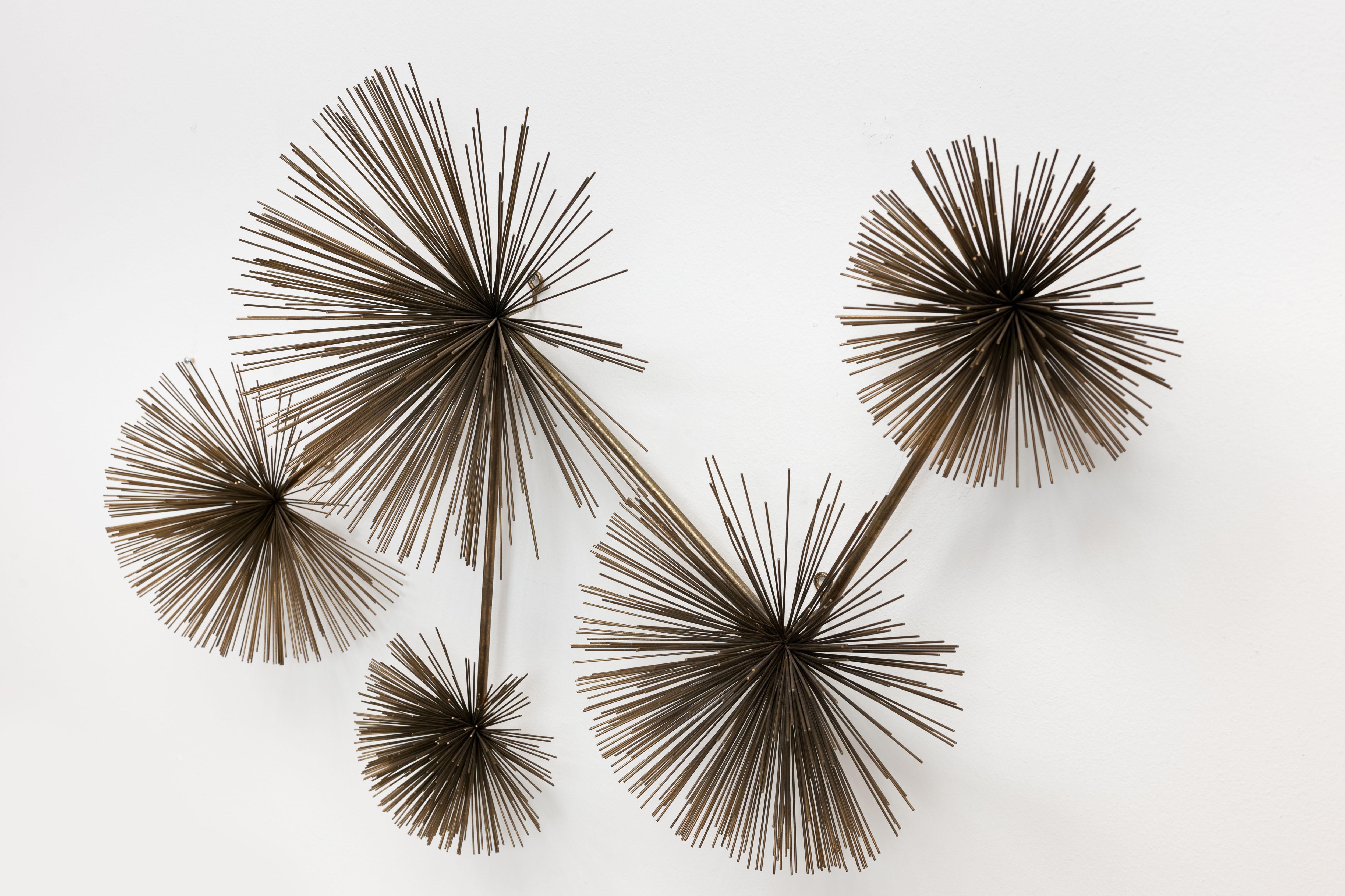 Late 20th Century Brass Curtis Jere 'Pom Pom' Wall Sculpture, Fully Signed C. Jere, 1979
