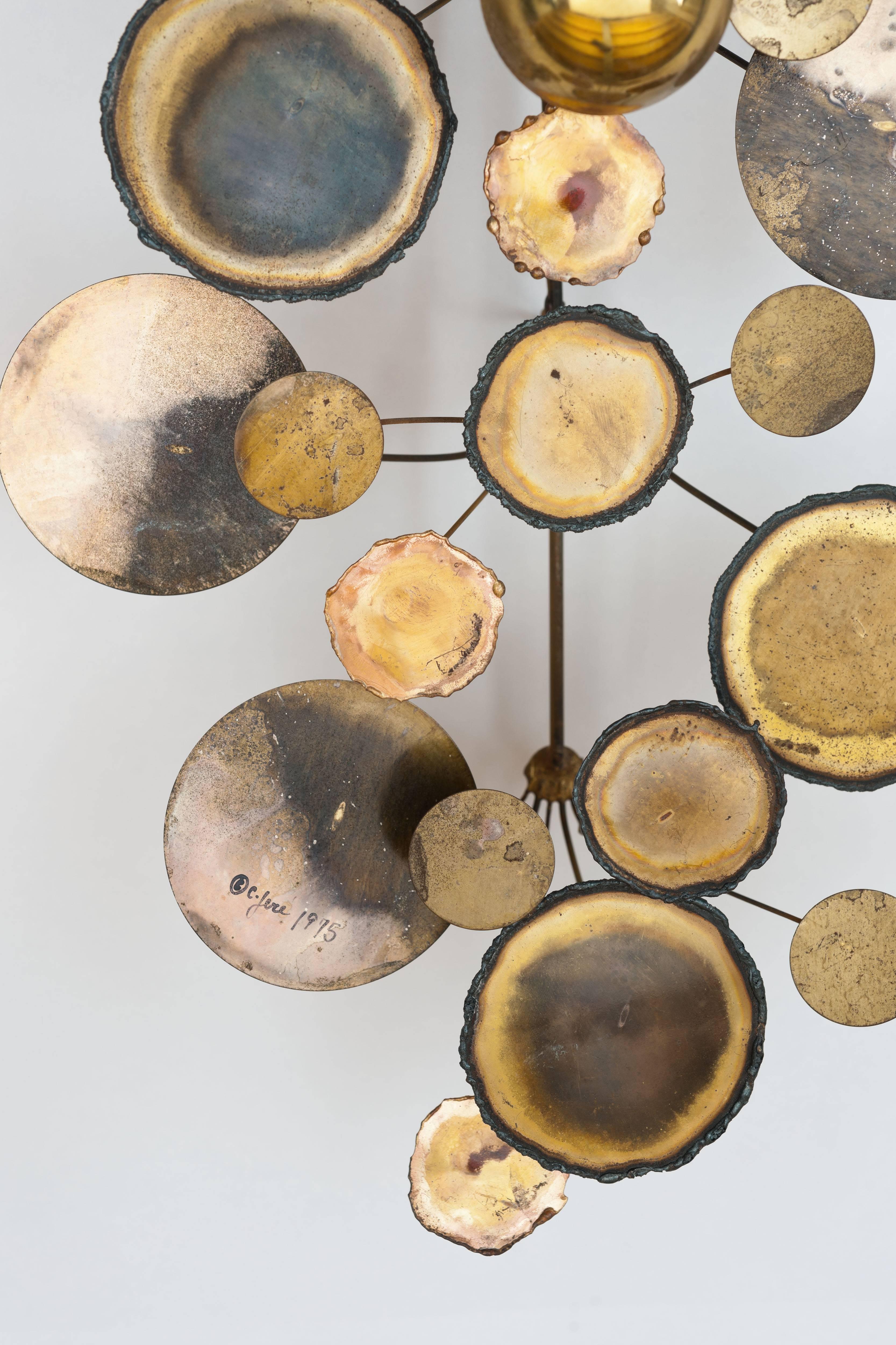 Brass Curtis Jere Raindrops Wall-Mounted Sculpture, C. Jere, 1975 In Good Condition In Utrecht, NL