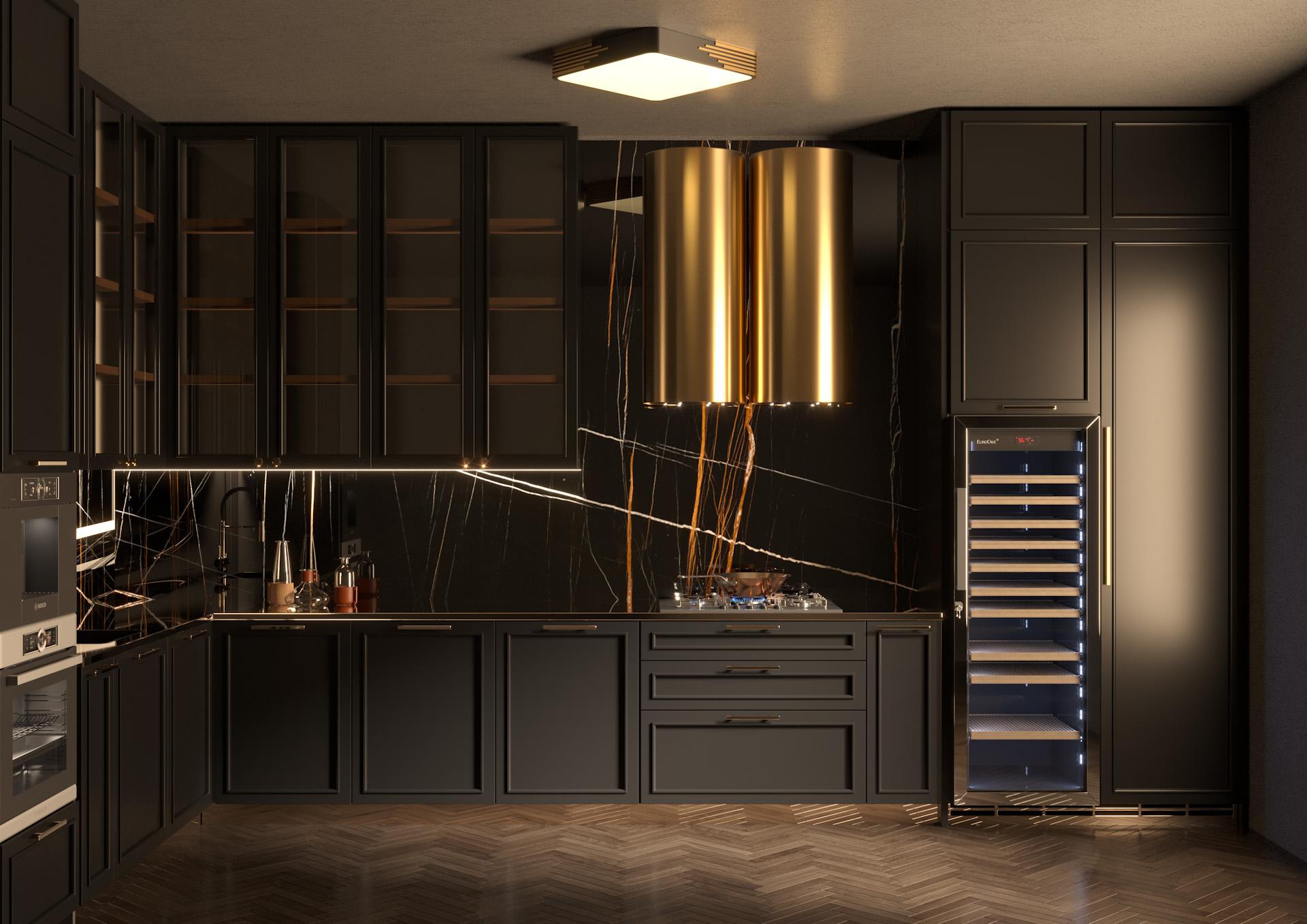 Amoretti Brothers cylinder brass range hood is the perfect touch of style for your kitchen. It includes a powerful internal OR external (above the ceiling) ventilation system. We manufacture each one by order just for you. Our hoods could be