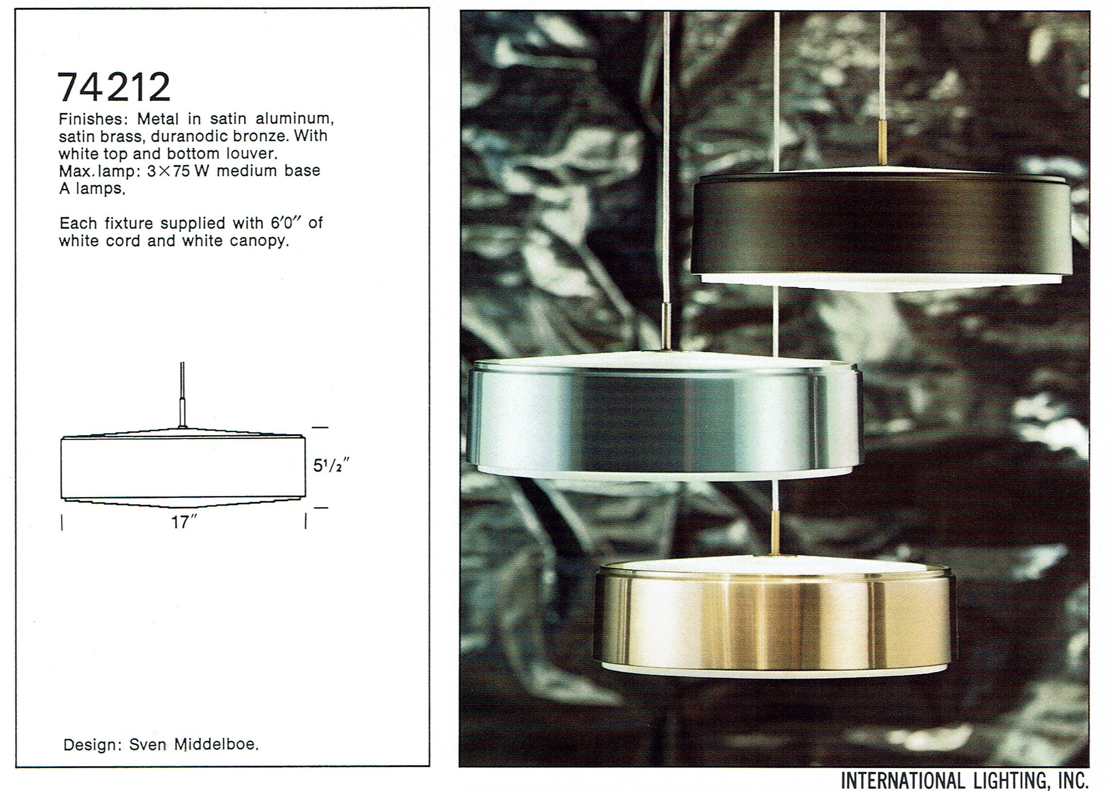 Brass Cylindrical Pendant Lamp by Sven Middelboe for Nordisk Solar For Sale 7