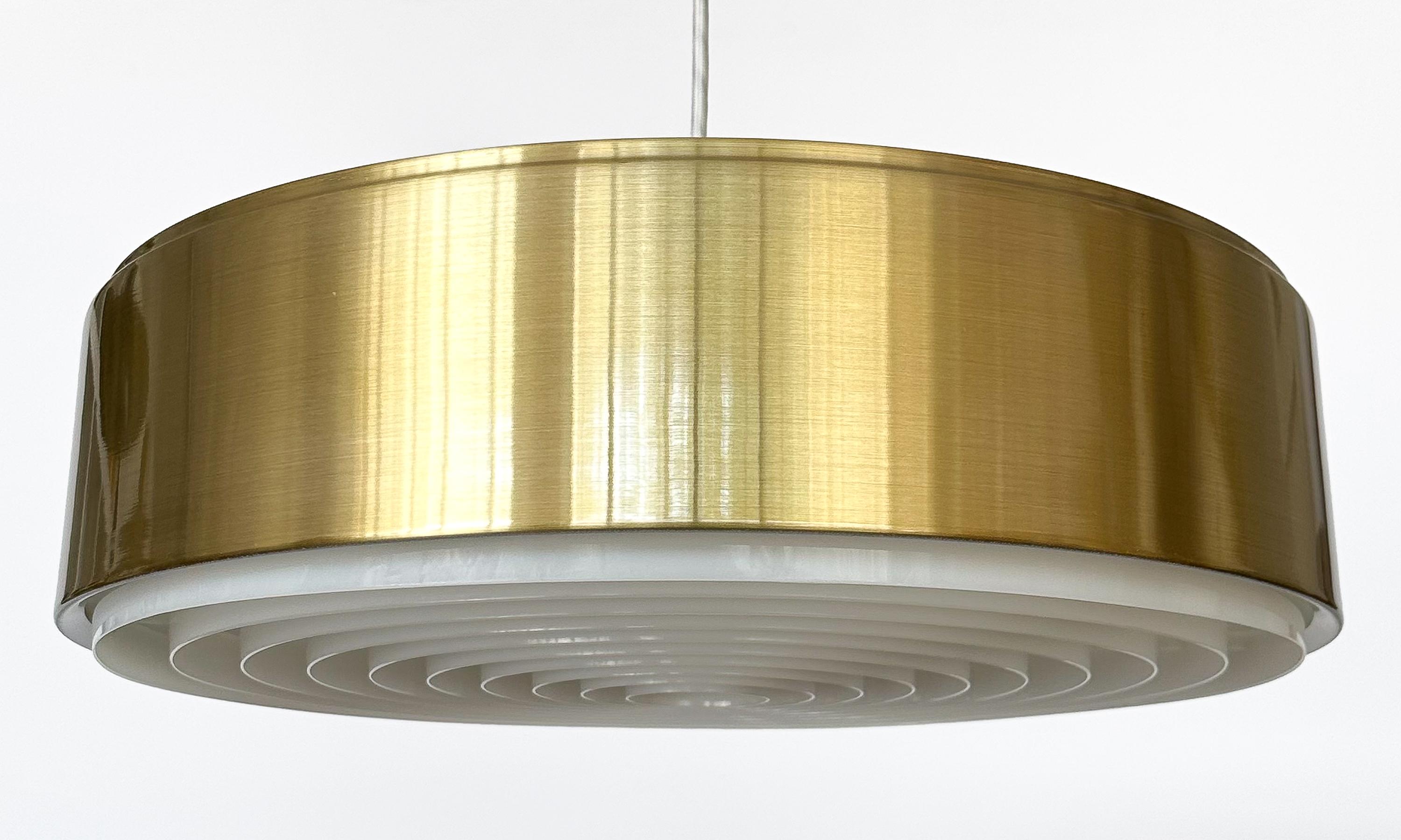 Danish Brass Cylindrical Pendant Lamp by Sven Middelboe for Nordisk Solar For Sale