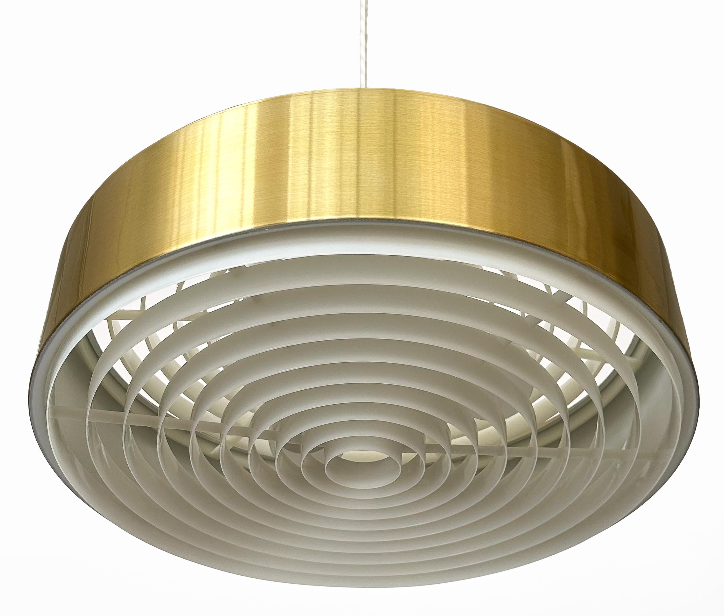 Paint Brass Cylindrical Pendant Lamp by Sven Middelboe for Nordisk Solar For Sale