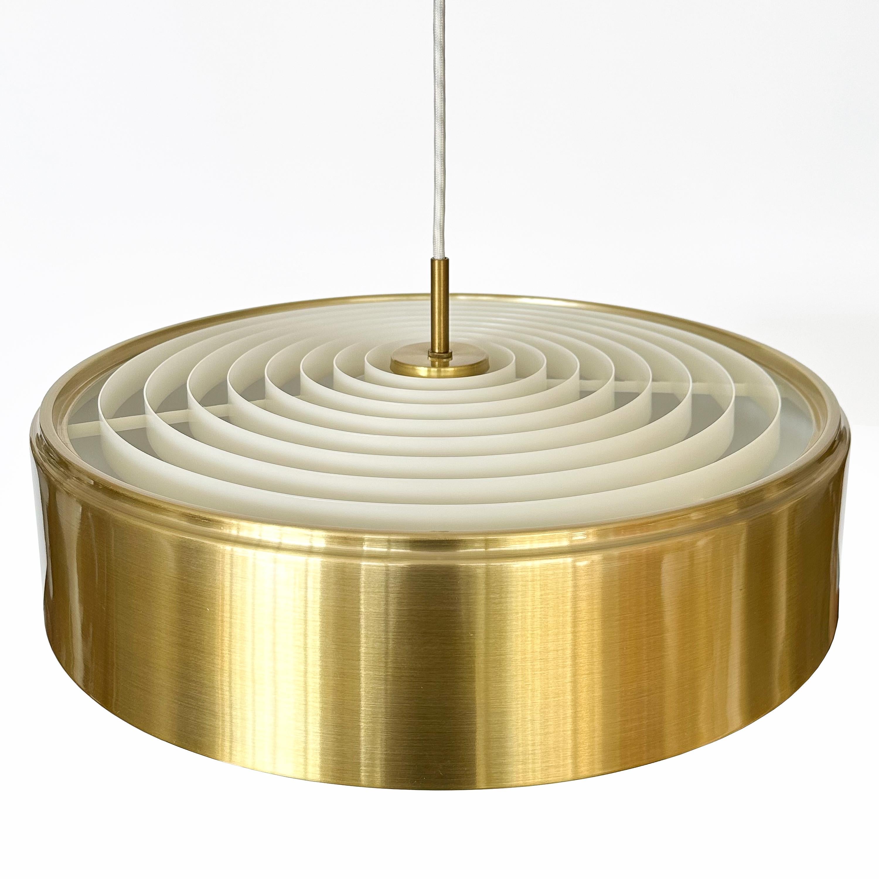 Brass Cylindrical Pendant Lamp by Sven Middelboe for Nordisk Solar For Sale 2