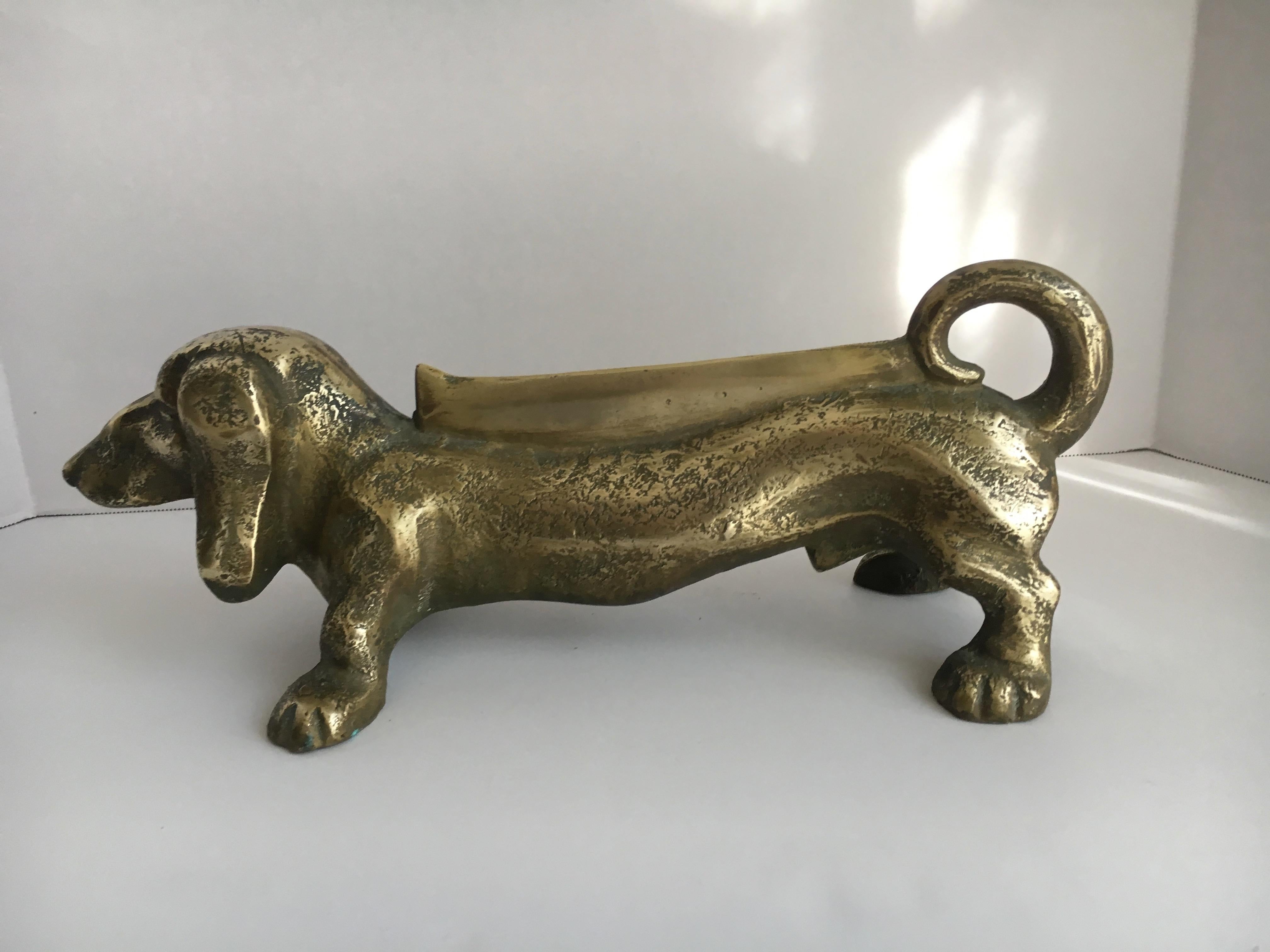 Brass Dachshund boot scraper, could be used as a door stop too! If you love dogs, this one will clean you up, dog art, dog lovers.