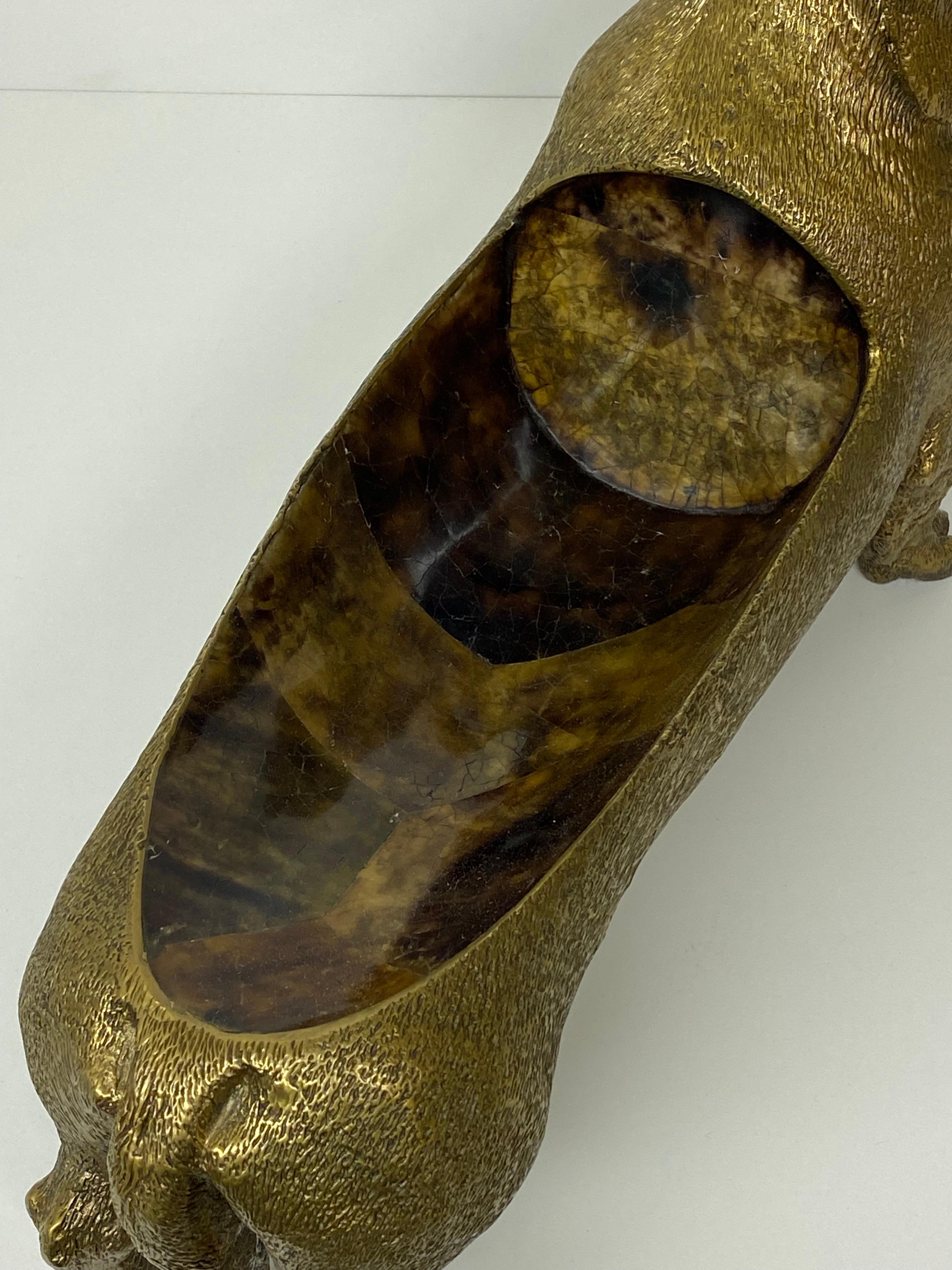 Late 20th Century Brass Dachshund Sculpture Wine Bottle Holder