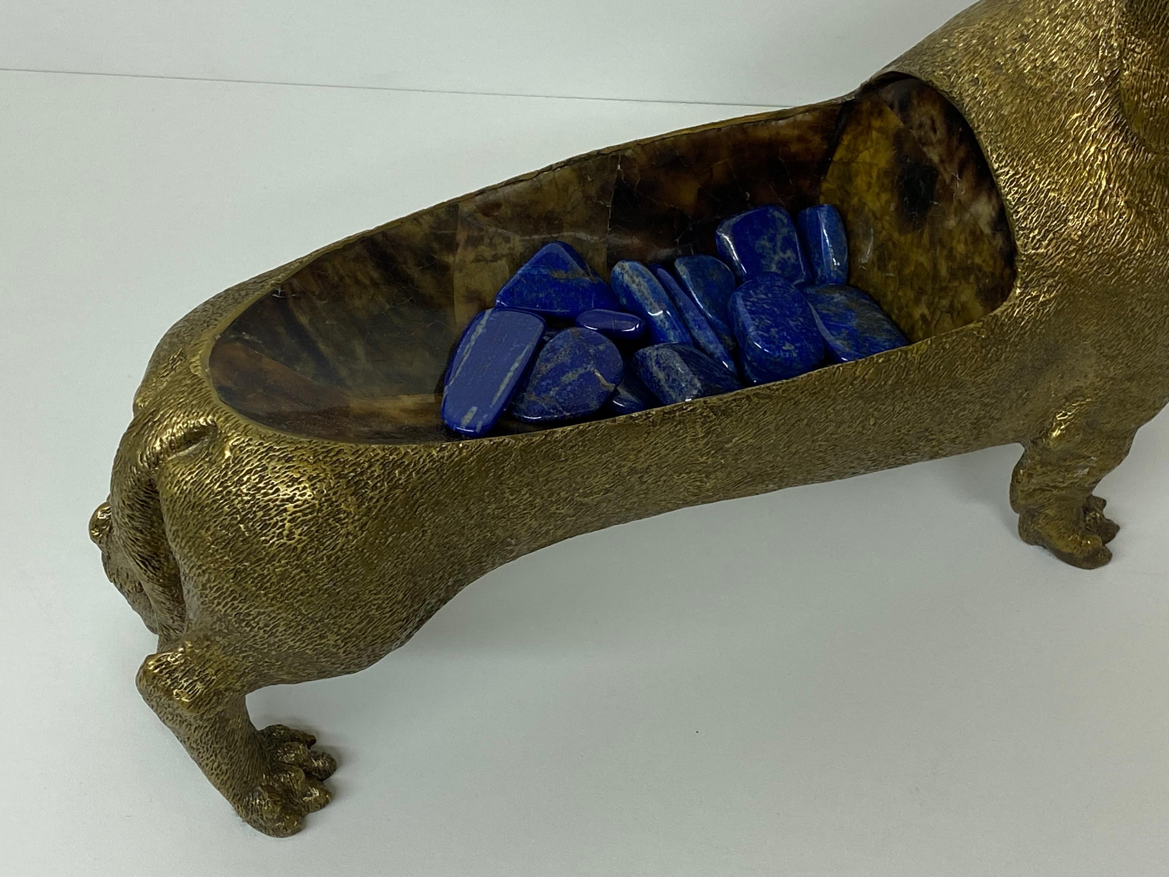 Brass Dachshund Sculpture Wine Bottle Holder 1