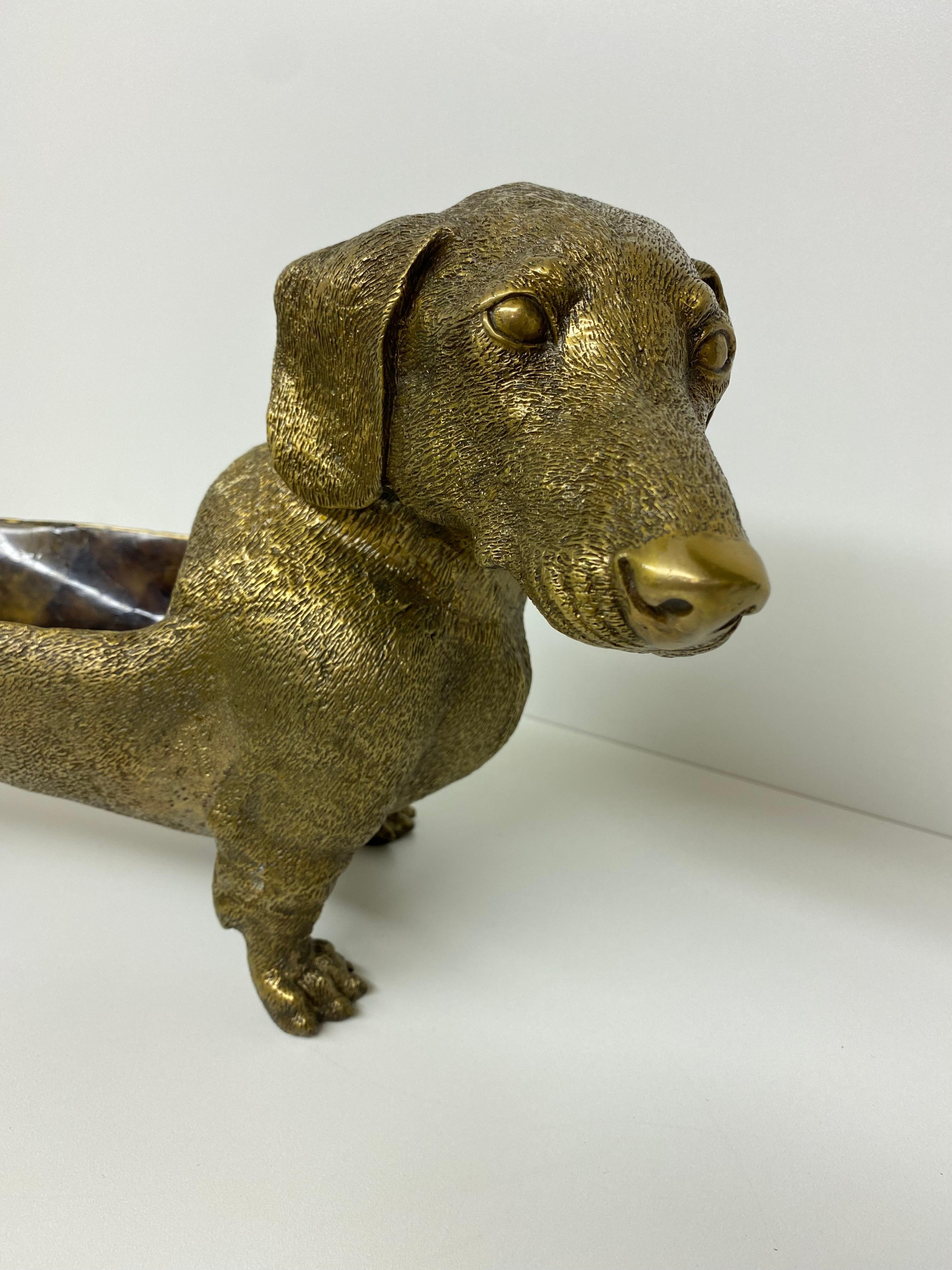 Brass Dachshund Sculpture Wine Bottle Holder 2