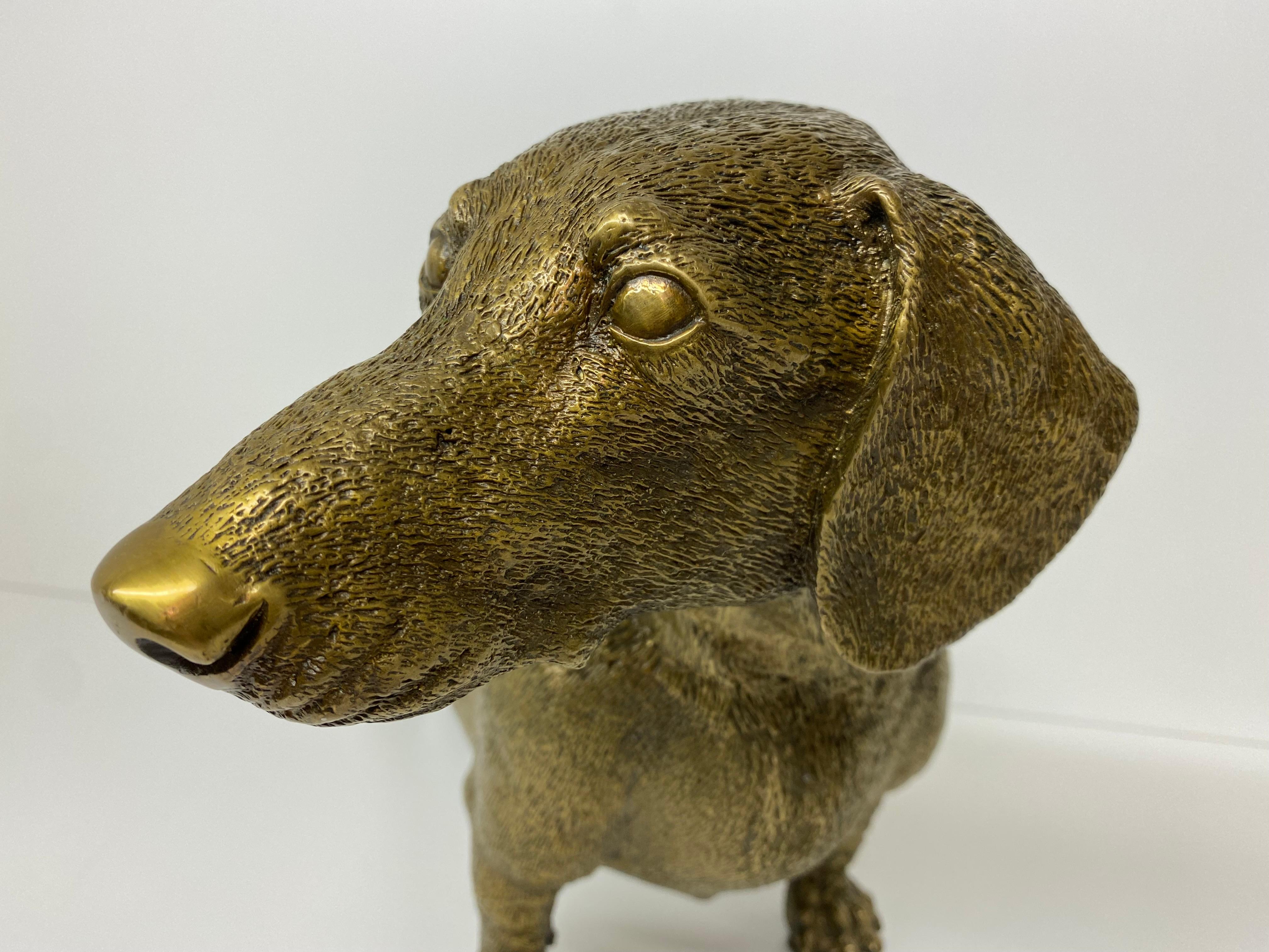 Brass Dachshund Sculpture Wine Bottle Holder 3