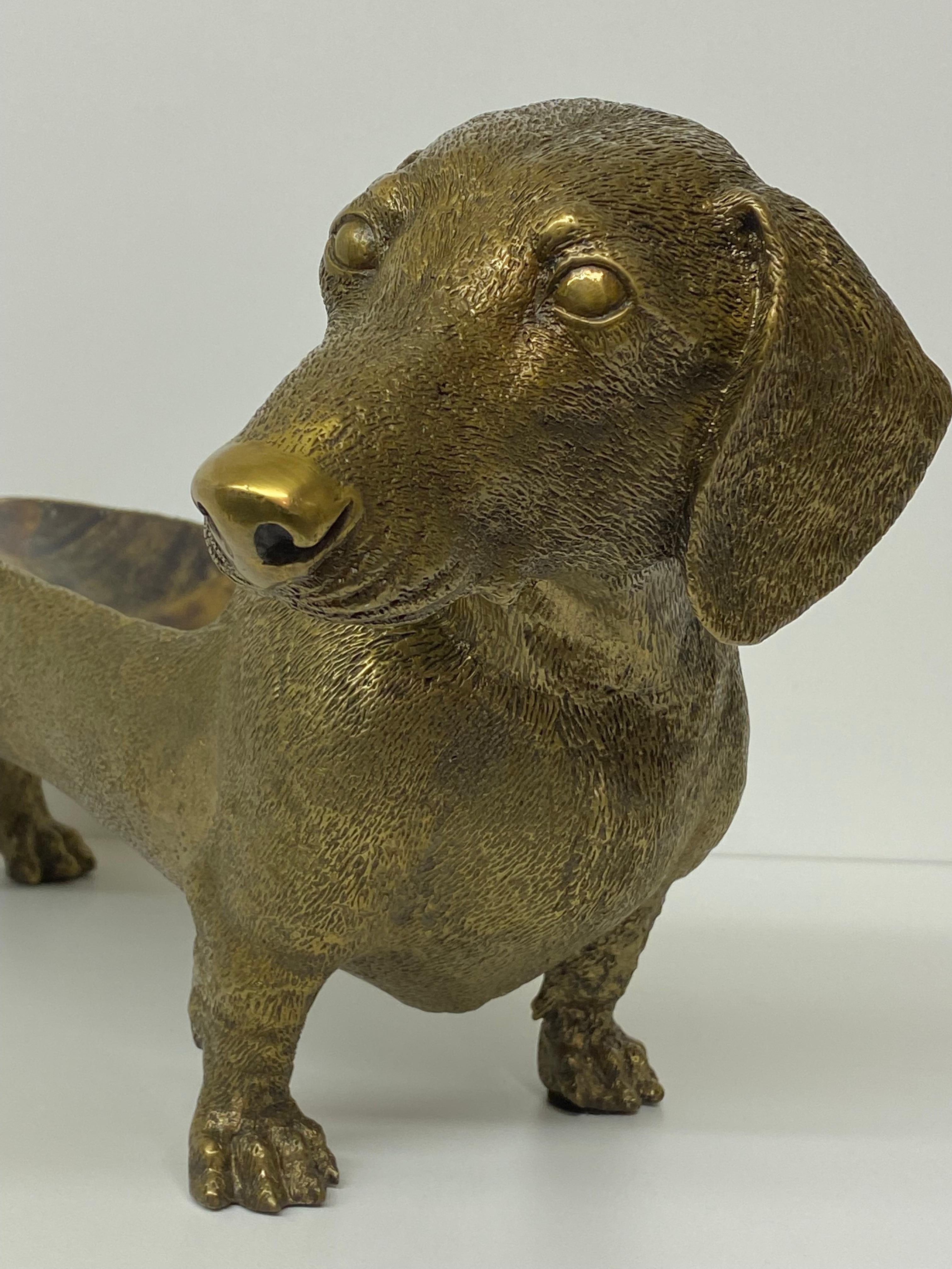 Philippine Brass Dachshund Sculpture Wine Bottle Holder