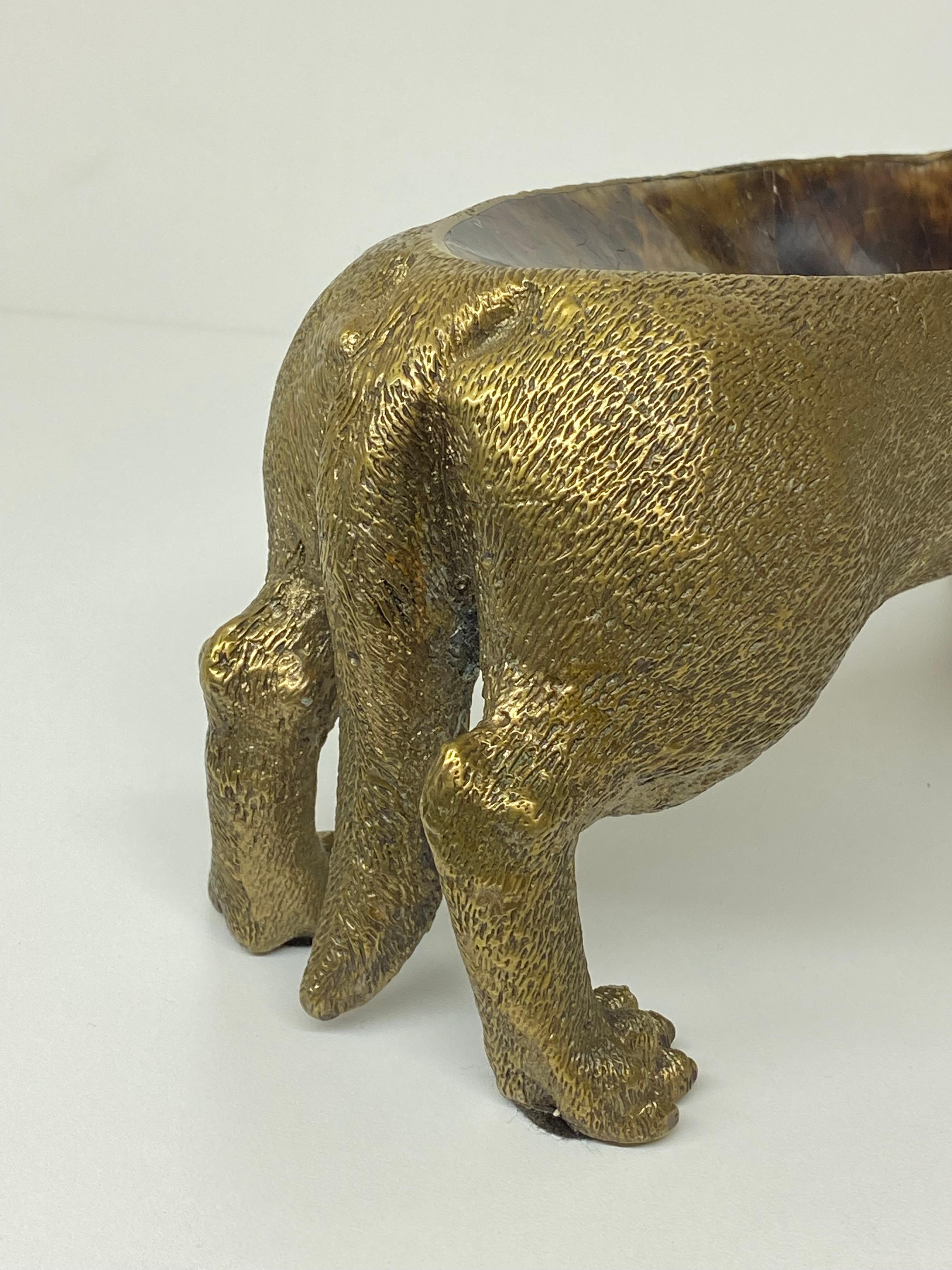 Brass Dachshund Sculpture Wine Bottle Holder In Good Condition In North Hollywood, CA
