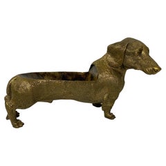 Brass Dachshund Sculpture Wine Bottle Holder