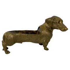 Brass Dachshund Sculpture Wine Bottle Holder