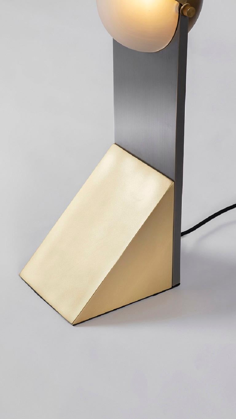 Contemporary Brass Dance of Geometry Table Lamp by Square in Circle For Sale