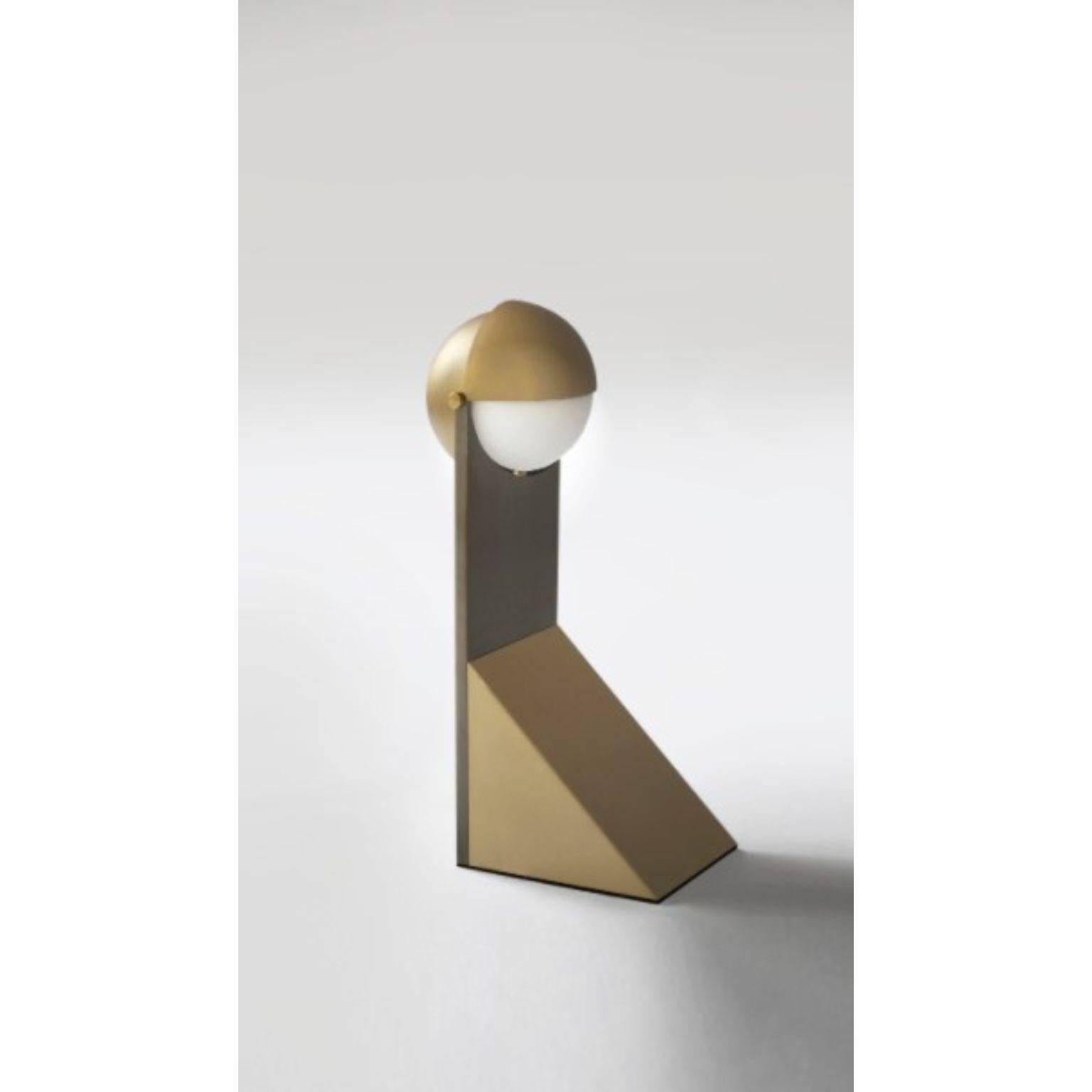 Post-Modern Brass Dance of Geometry Table Lamp by Square in Circle