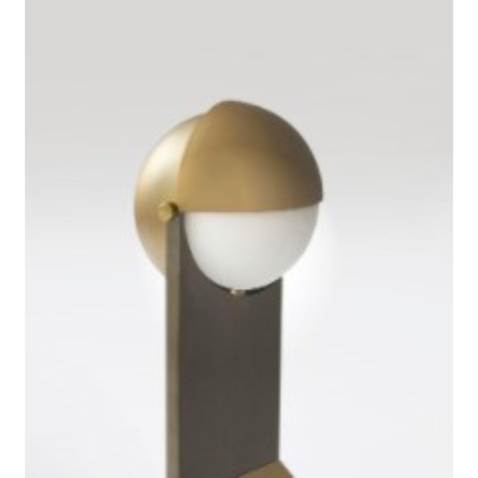 Brass Dance of Geometry Table Lamp by Square in Circle In New Condition In Geneve, CH