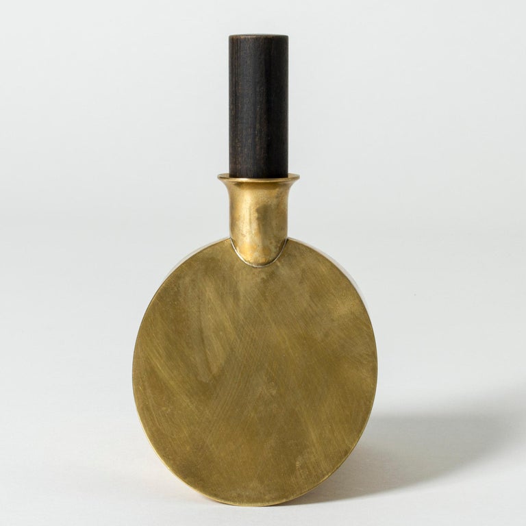 Brass decanter by Pierre Forssell in a very cool modernist design with graphic elements. Cork made from ebony.

