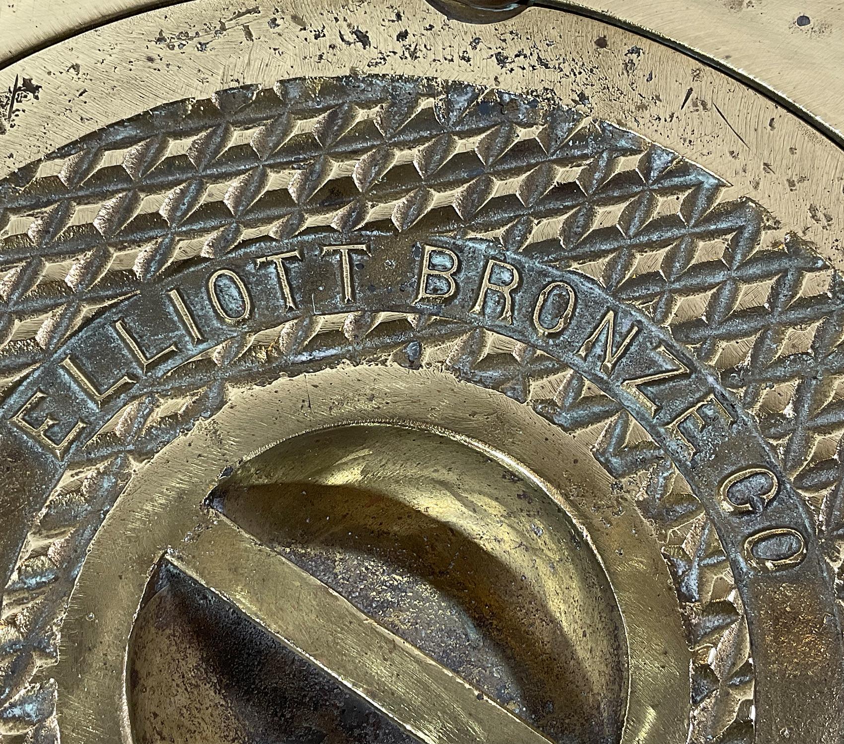 Mid-20th Century Brass Deck Passage Plate by Elliott Bronze For Sale