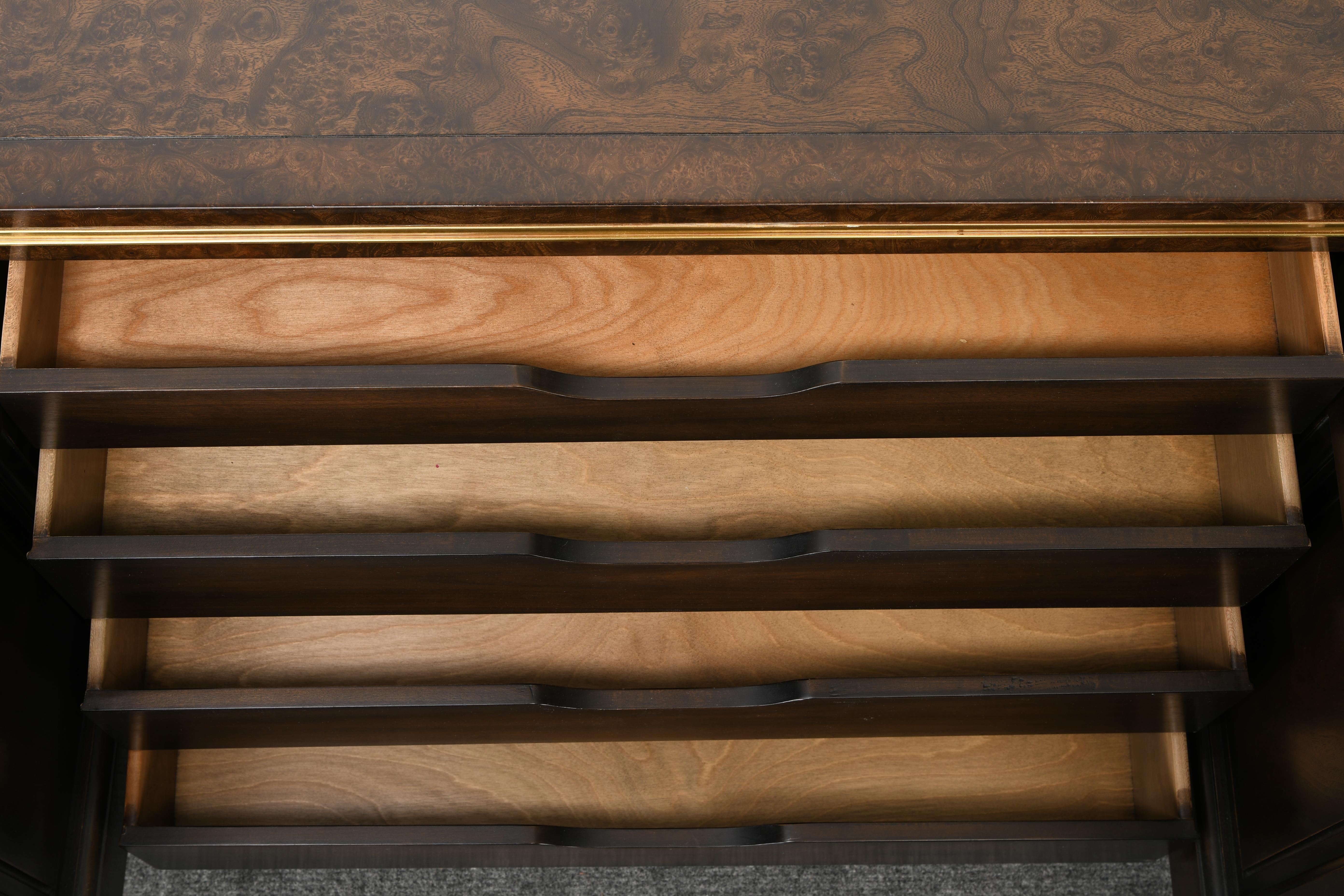 Brass Decorated Carpathian Elm Mastercraft Credenza by William Doezema, 1960s 7