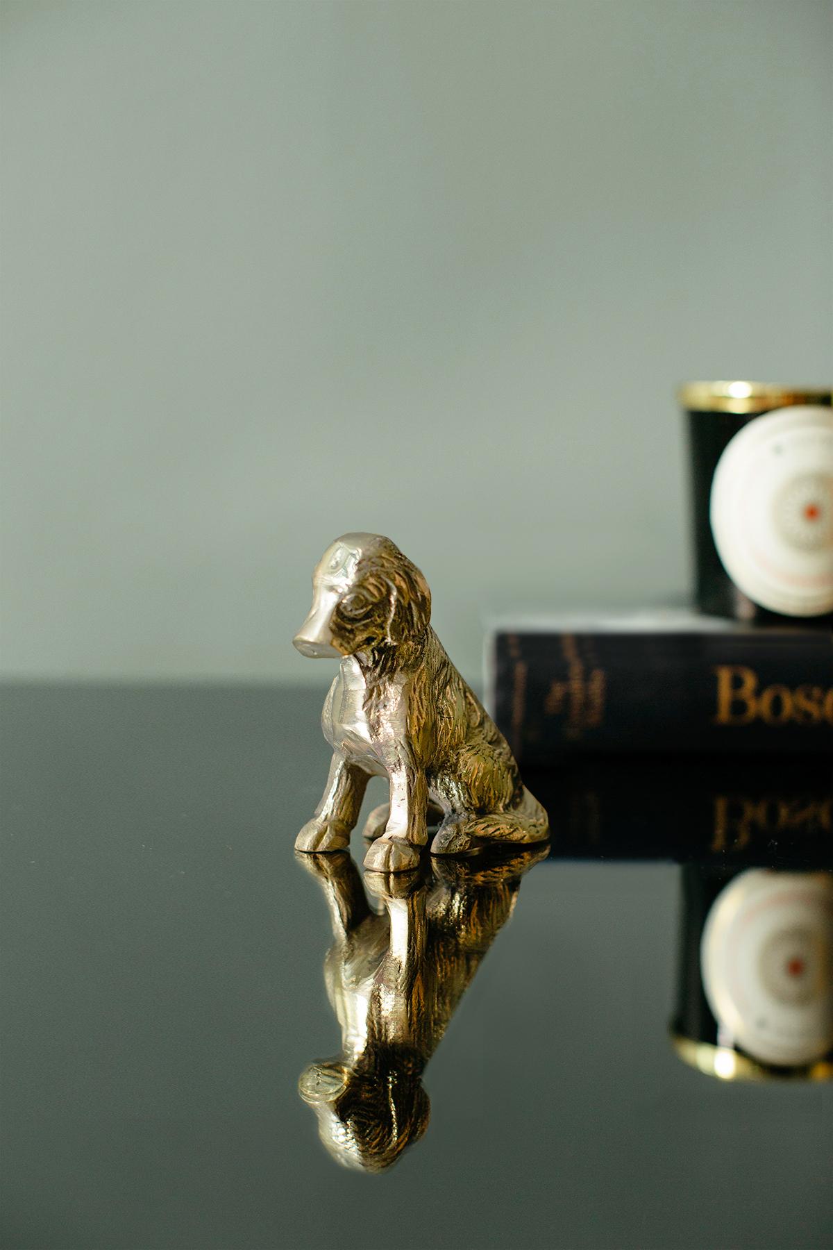 -Brass decorative object in a dog form.
-It would be a very nice, small collectable object for your interiors.

BRASS USE AND CARE
Clean surfaces with a dry cloth.
Minimize humidity and conditions that attract humidity.
Ensure surfaces are dry after