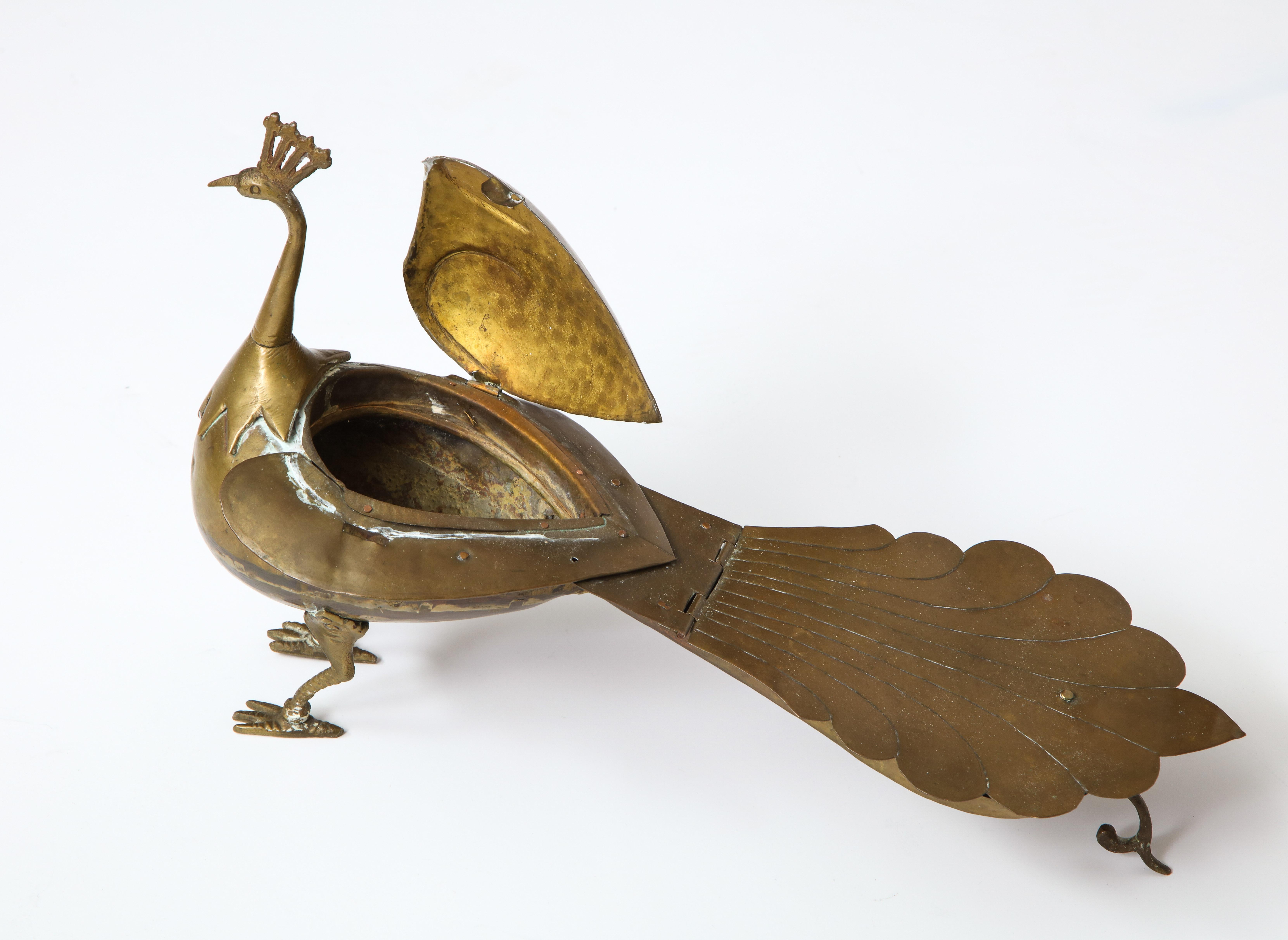 Brass Decorative Peacock with Storage Compartments 6