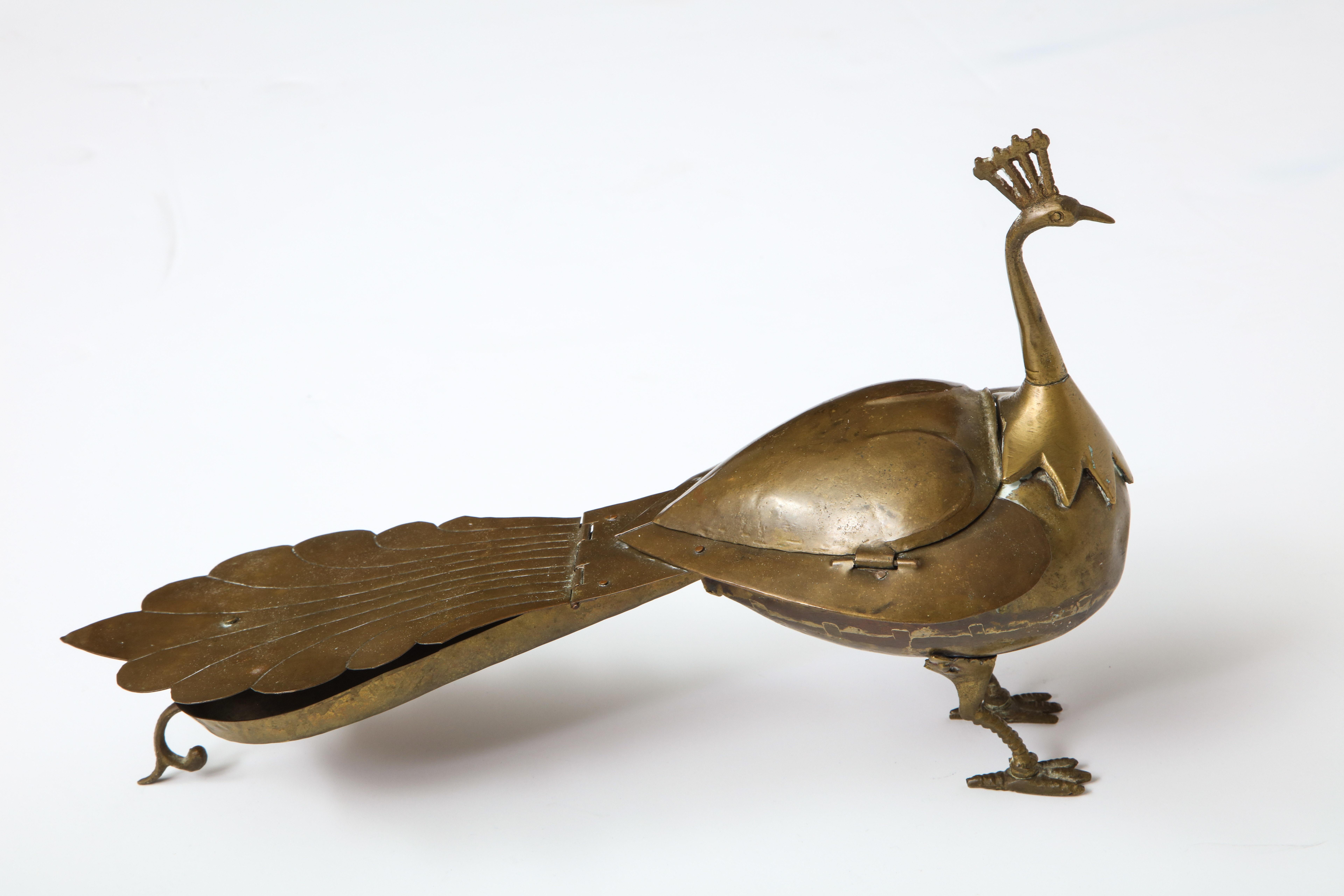 Brass Decorative Peacock with Storage Compartments 2