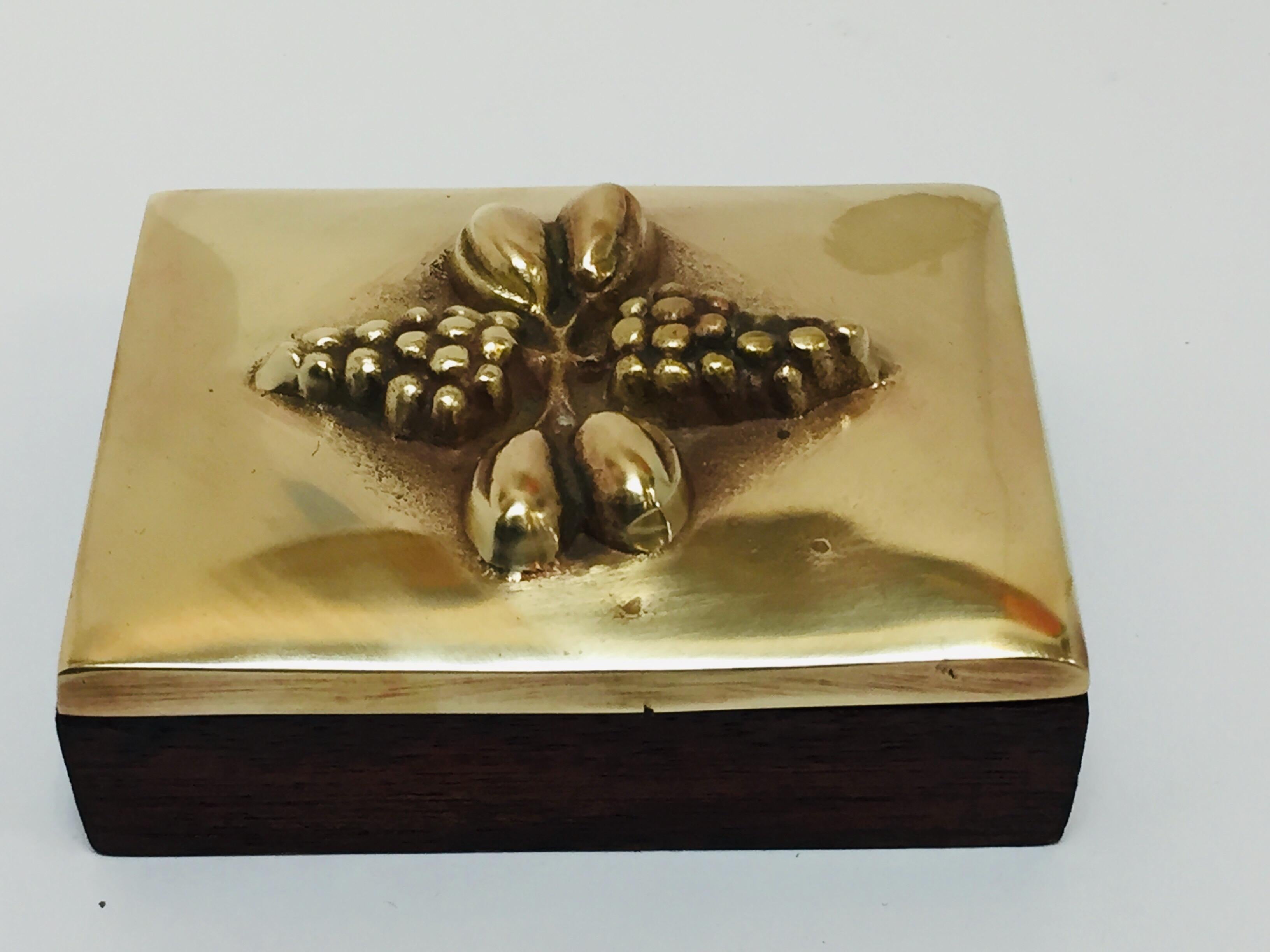 Folk Art Brass Decorative Trinket Box
