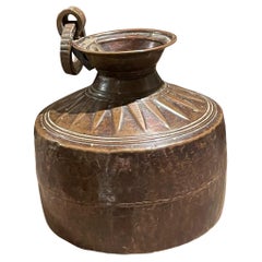 Antique Brass Decorative Water Pot, India, 19th Century