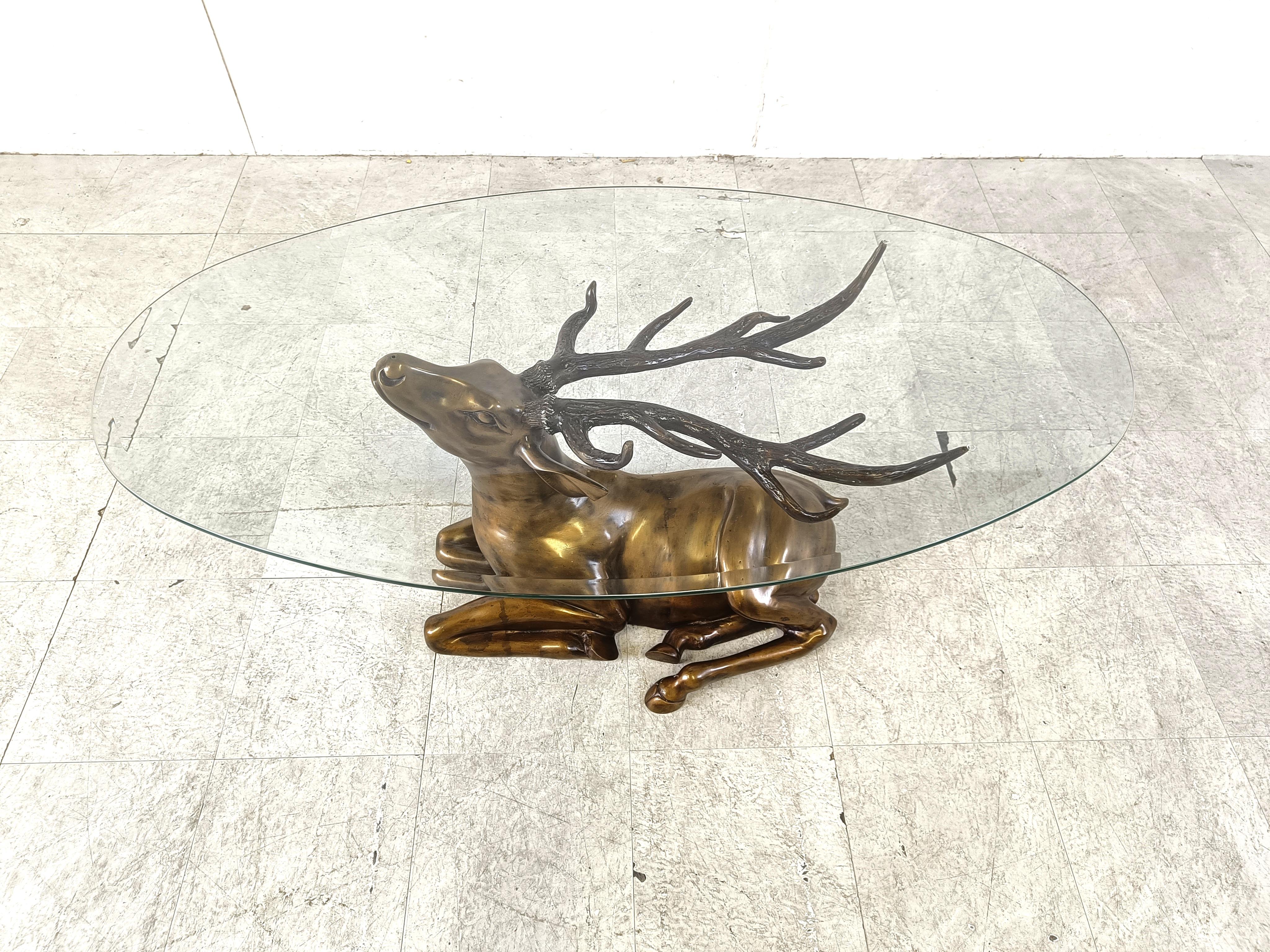 Hollywood Regency Brass deer coffee table, 1970s