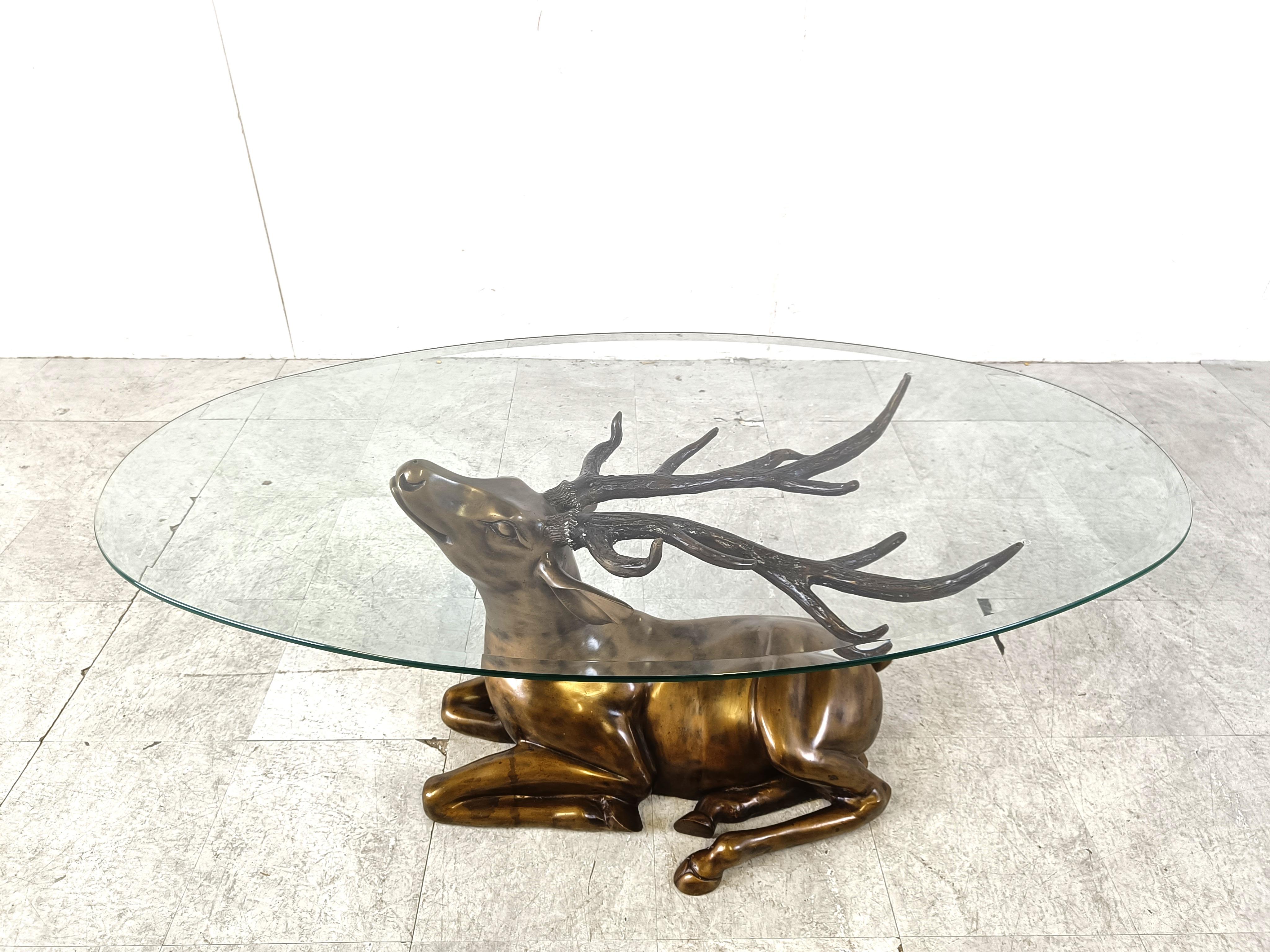 Belgian Brass deer coffee table, 1970s