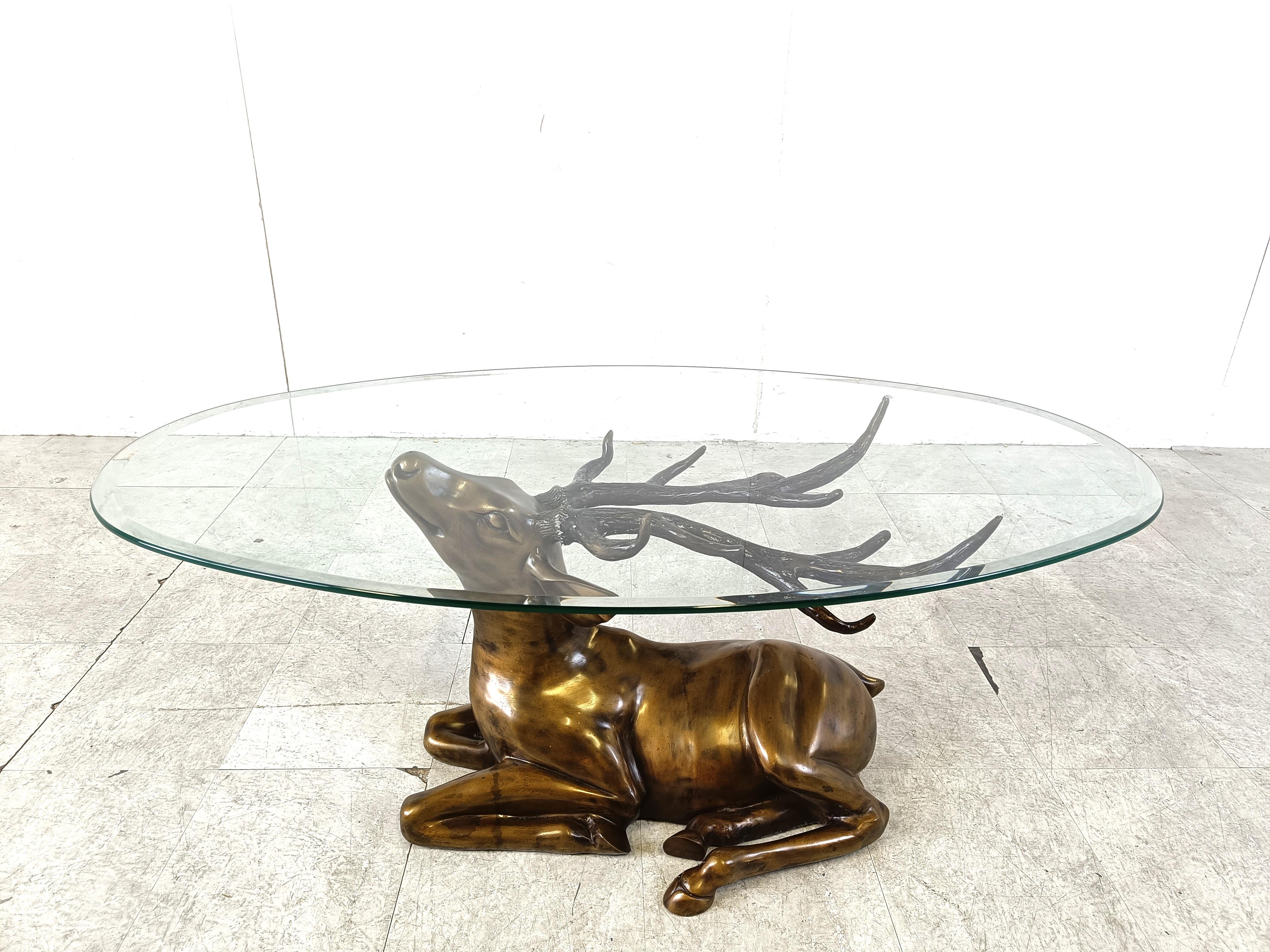Brass deer coffee table, 1970s In Good Condition In Leuven, Vlaams Gewest