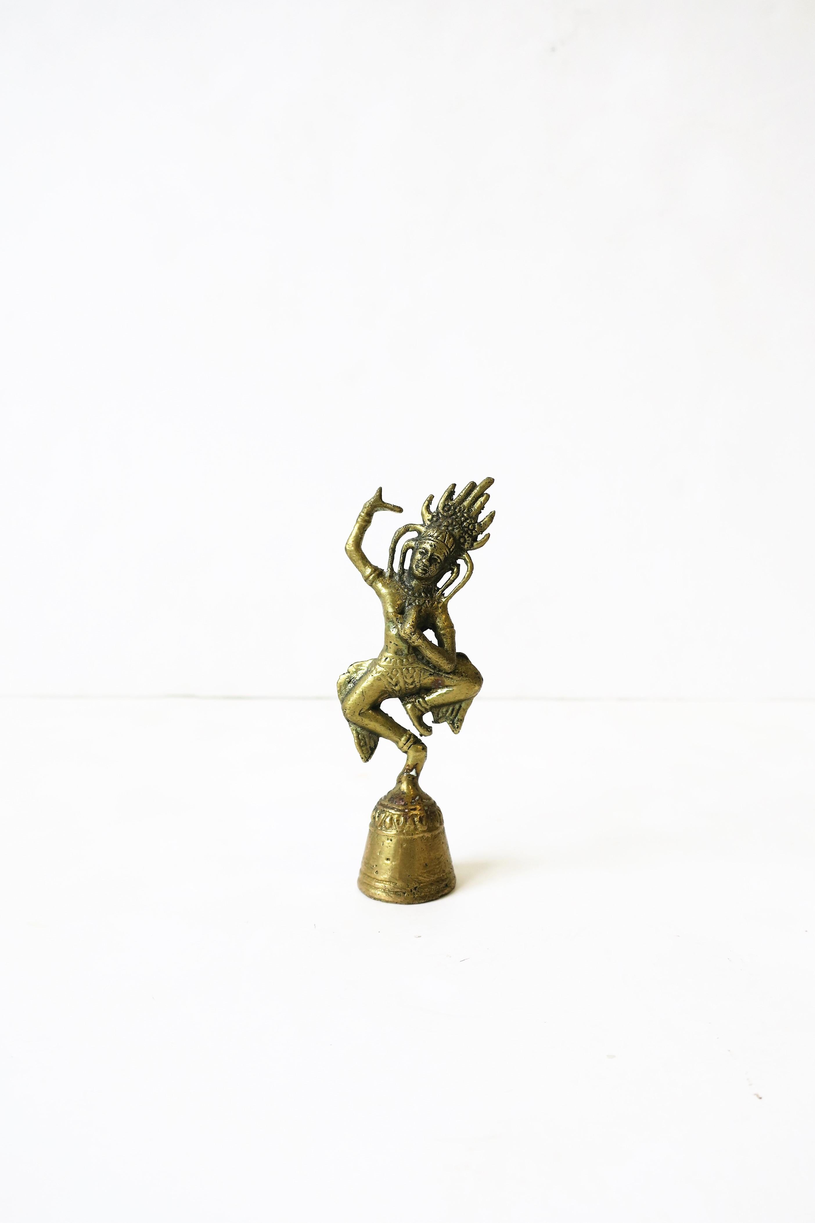 Asian Brass Aspara Bell Sculpture For Sale