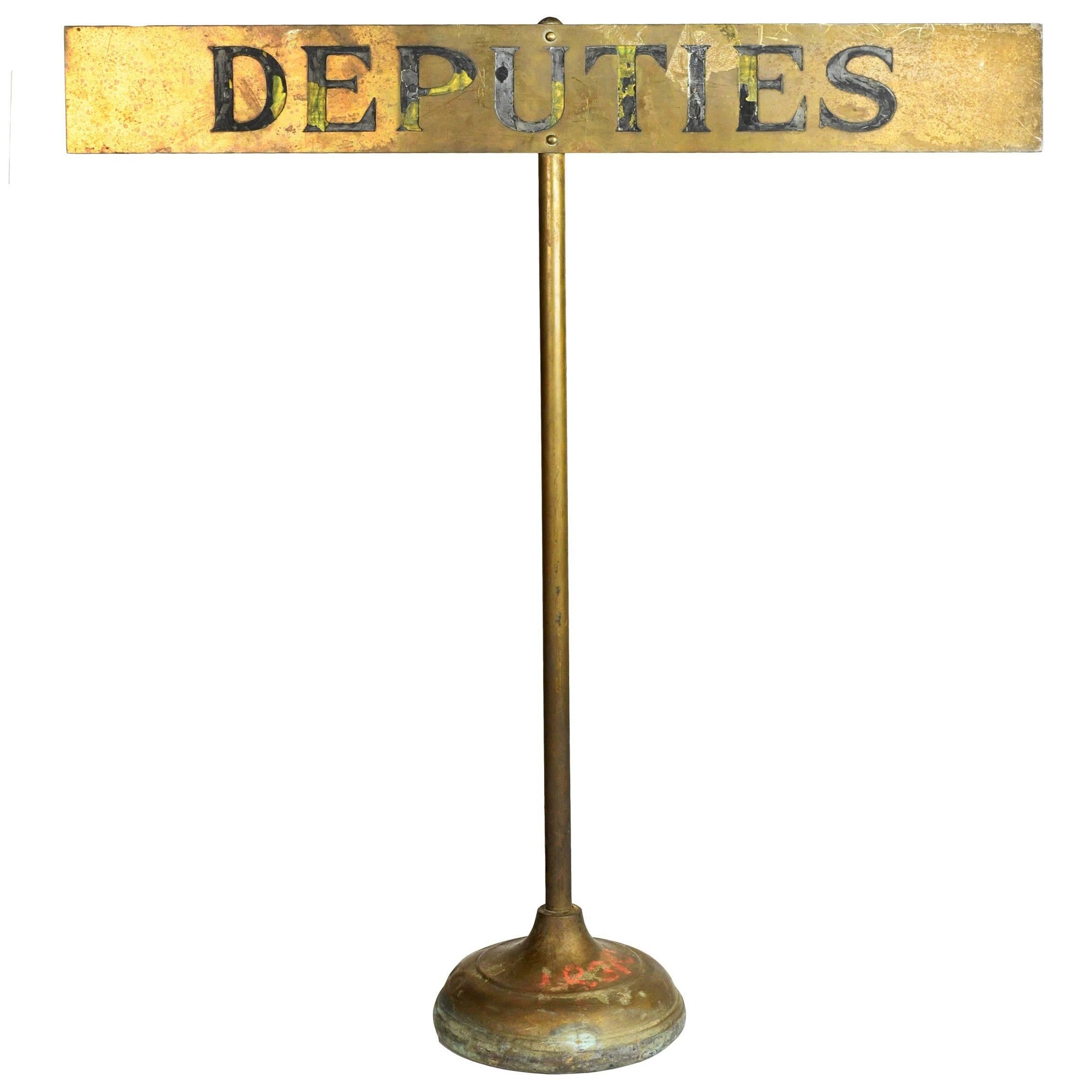 Brass "Deputies" Desk Sign For Sale