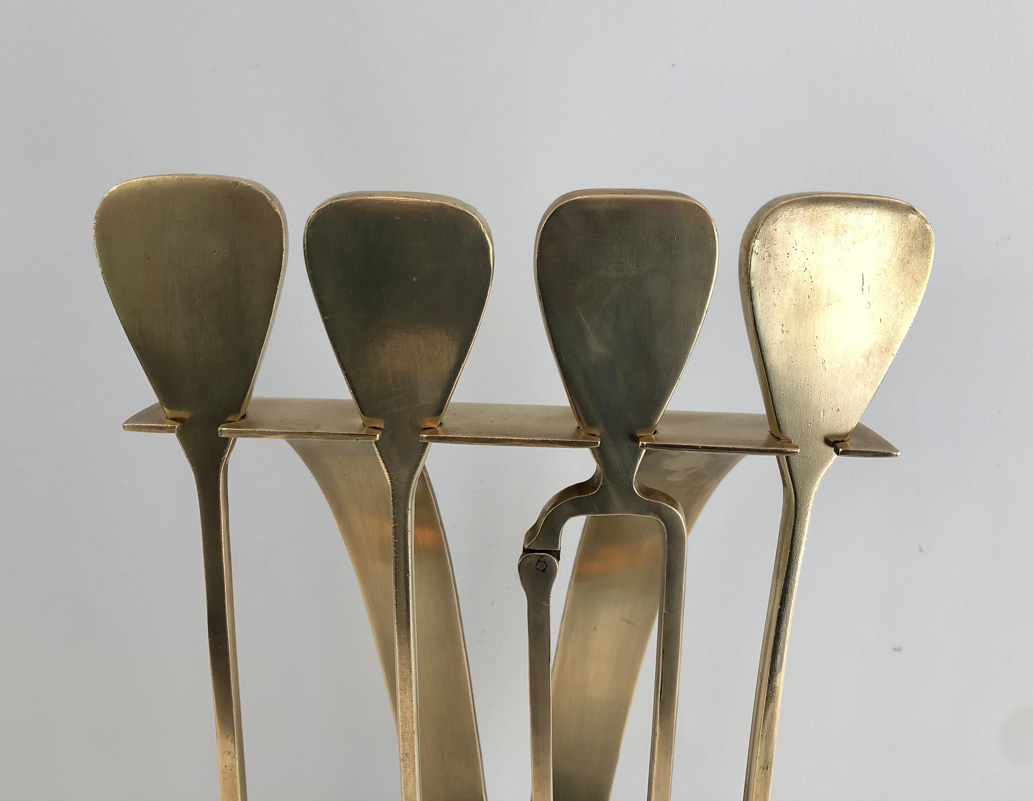 Brass Design Fireplace Tools. French, Circa 1970 For Sale 2