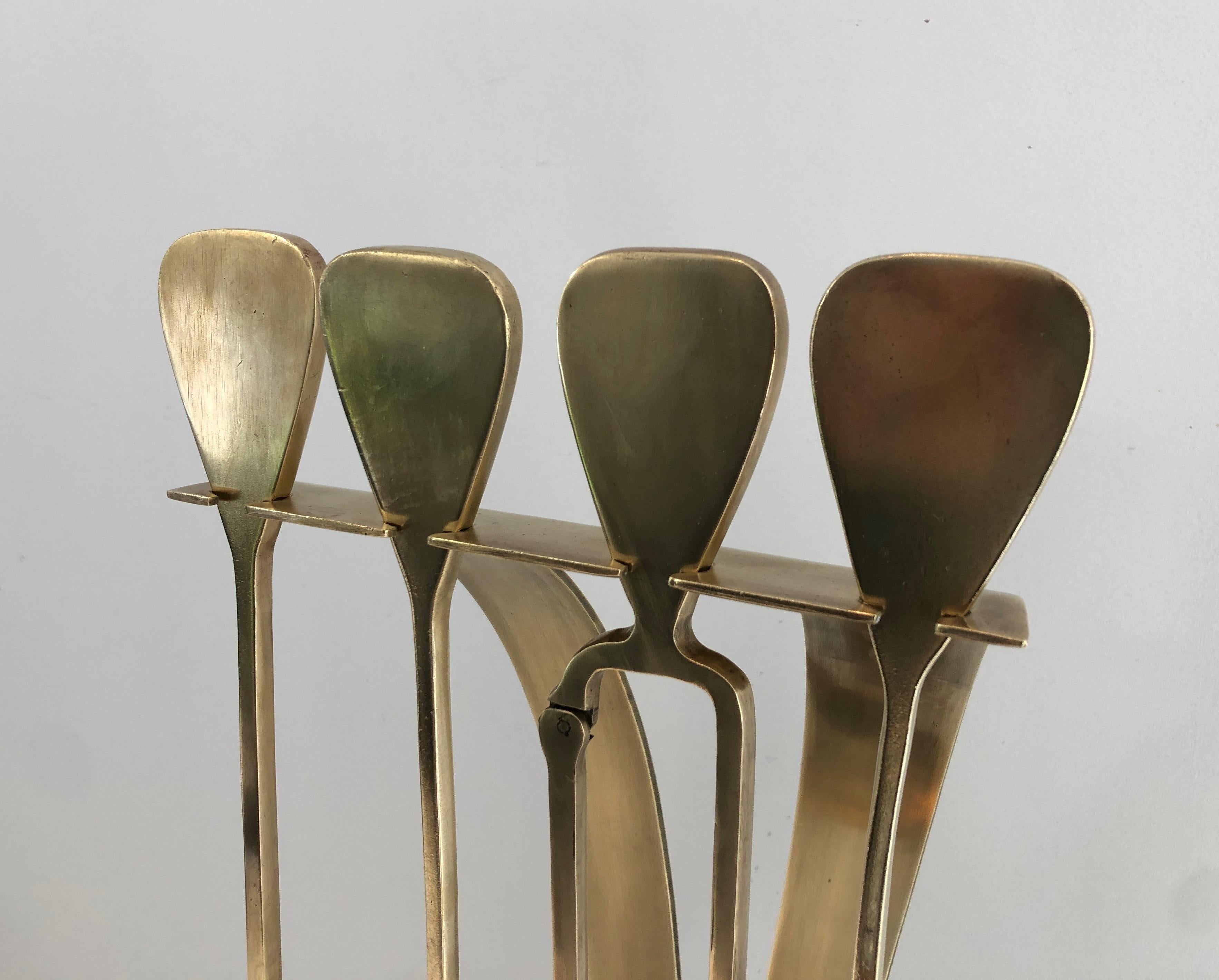 Brass Design Fireplace Tools. French, Circa 1970 For Sale 3